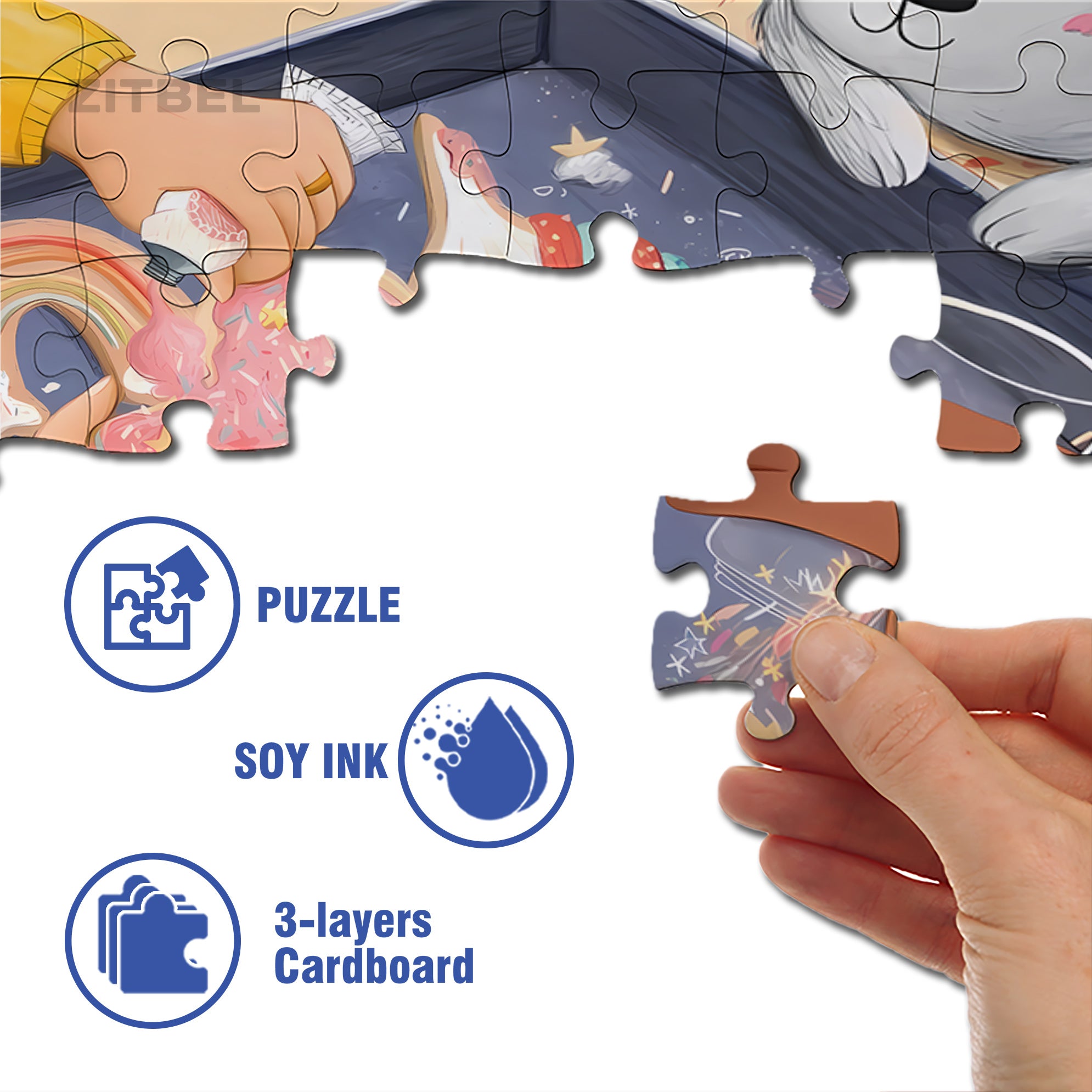 Add Some Sugar 500pcs/1000pcs Jigsaw Puzzle, Scratch-Resistant, Interactive Family Game & Brain-Boosting DIY Decor, Perfect for Halloween, Christmas & New Year Gifts, Family Puzzle Game