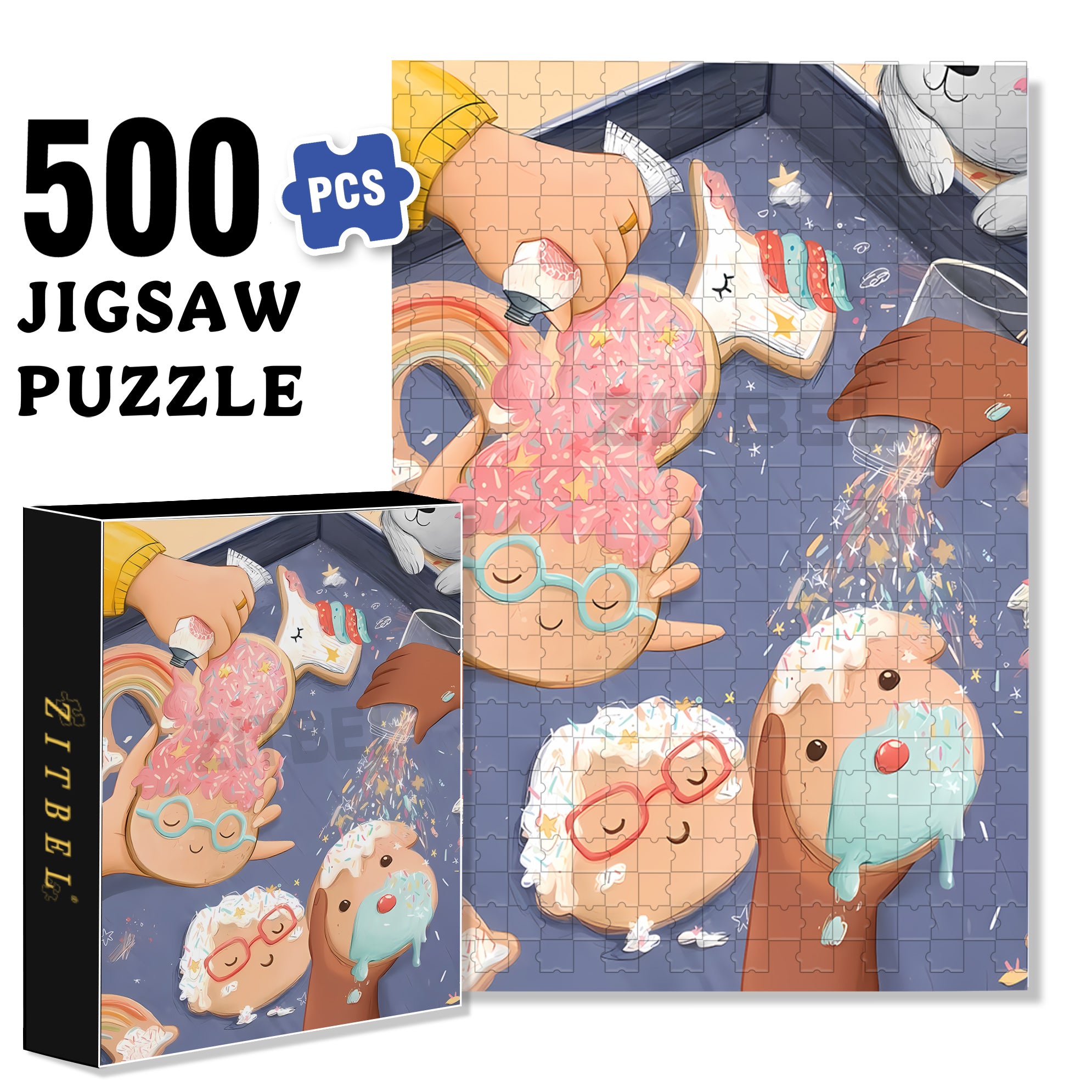 Add Some Sugar 500pcs/1000pcs Jigsaw Puzzle, Scratch-Resistant, Interactive Family Game & Brain-Boosting DIY Decor, Perfect for Halloween, Christmas & New Year Gifts, Family Puzzle Game
