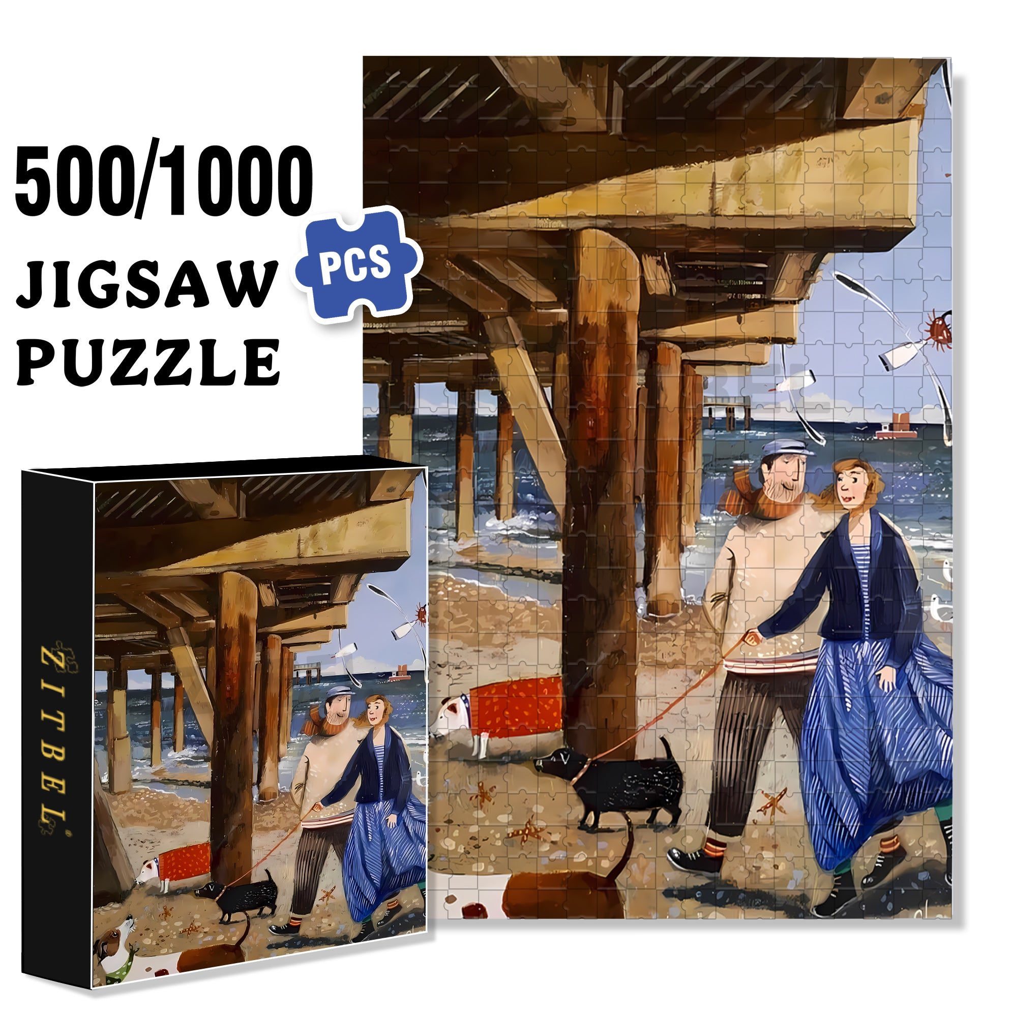 Beach Vacation 500pcs/1000pcs Jigsaw Puzzle, Scratch-Resistant, Interactive Family Game & Brain-Boosting DIY Decor, Perfect for Halloween, Christmas & New Year Gifts, Family Puzzle Game
