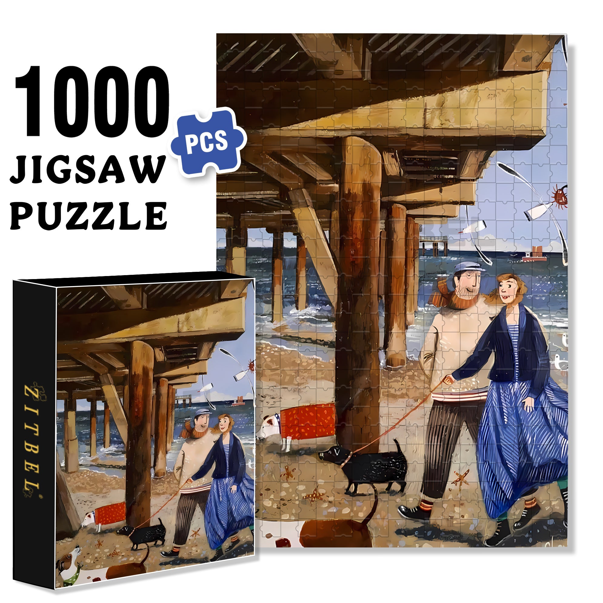 Beach Vacation 500pcs/1000pcs Jigsaw Puzzle, Scratch-Resistant, Interactive Family Game & Brain-Boosting DIY Decor, Perfect for Halloween, Christmas & New Year Gifts, Family Puzzle Game