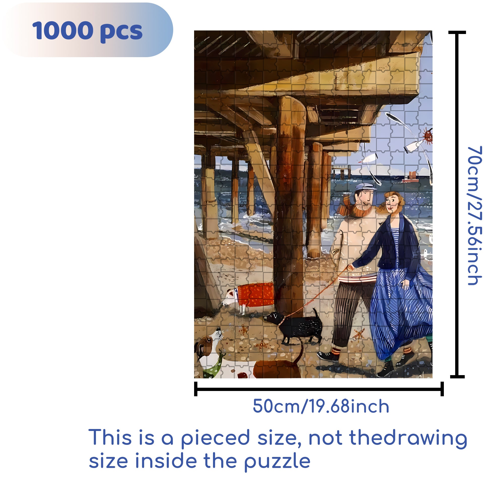 Beach Vacation 500pcs/1000pcs Jigsaw Puzzle, Scratch-Resistant, Interactive Family Game & Brain-Boosting DIY Decor, Perfect for Halloween, Christmas & New Year Gifts, Family Puzzle Game