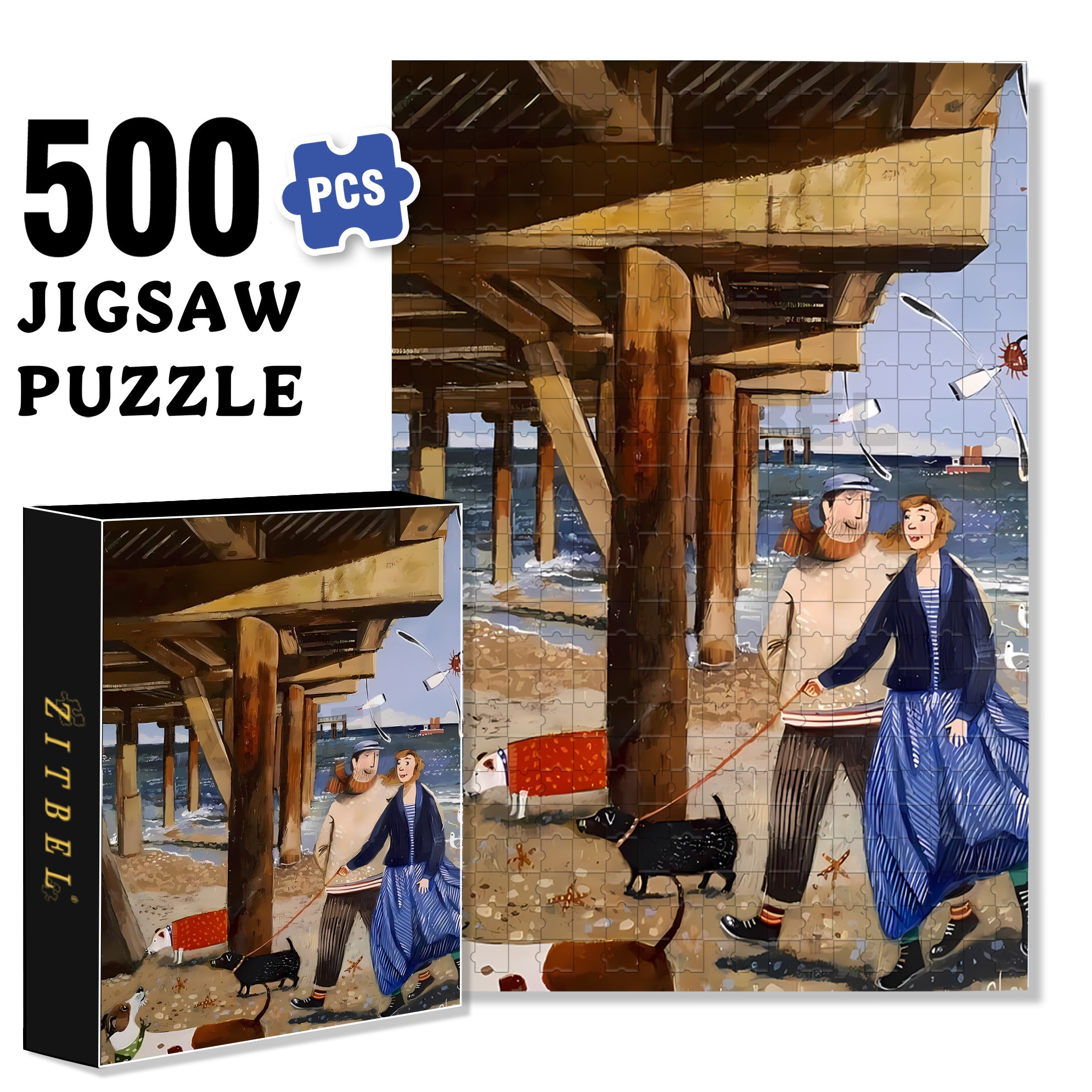 Beach Vacation 500pcs/1000pcs Jigsaw Puzzle, Scratch-Resistant, Interactive Family Game & Brain-Boosting DIY Decor, Perfect for Halloween, Christmas & New Year Gifts, Family Puzzle Game