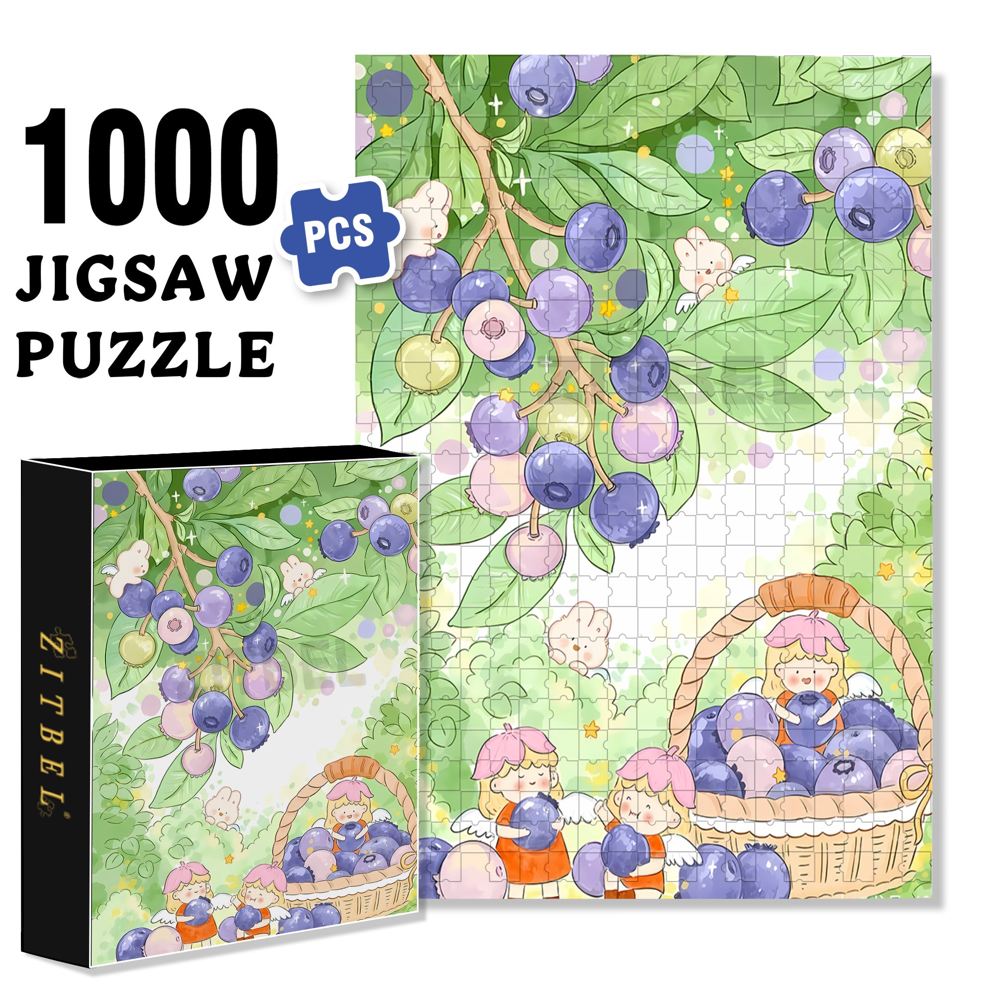 Blueberry Elf 500pcs/1000pcs Jigsaw Puzzle, Scratch-Resistant, Interactive Family Game & Brain-Boosting DIY Decor, Perfect for Halloween, Christmas & New Year Gifts, Family Puzzle Game
