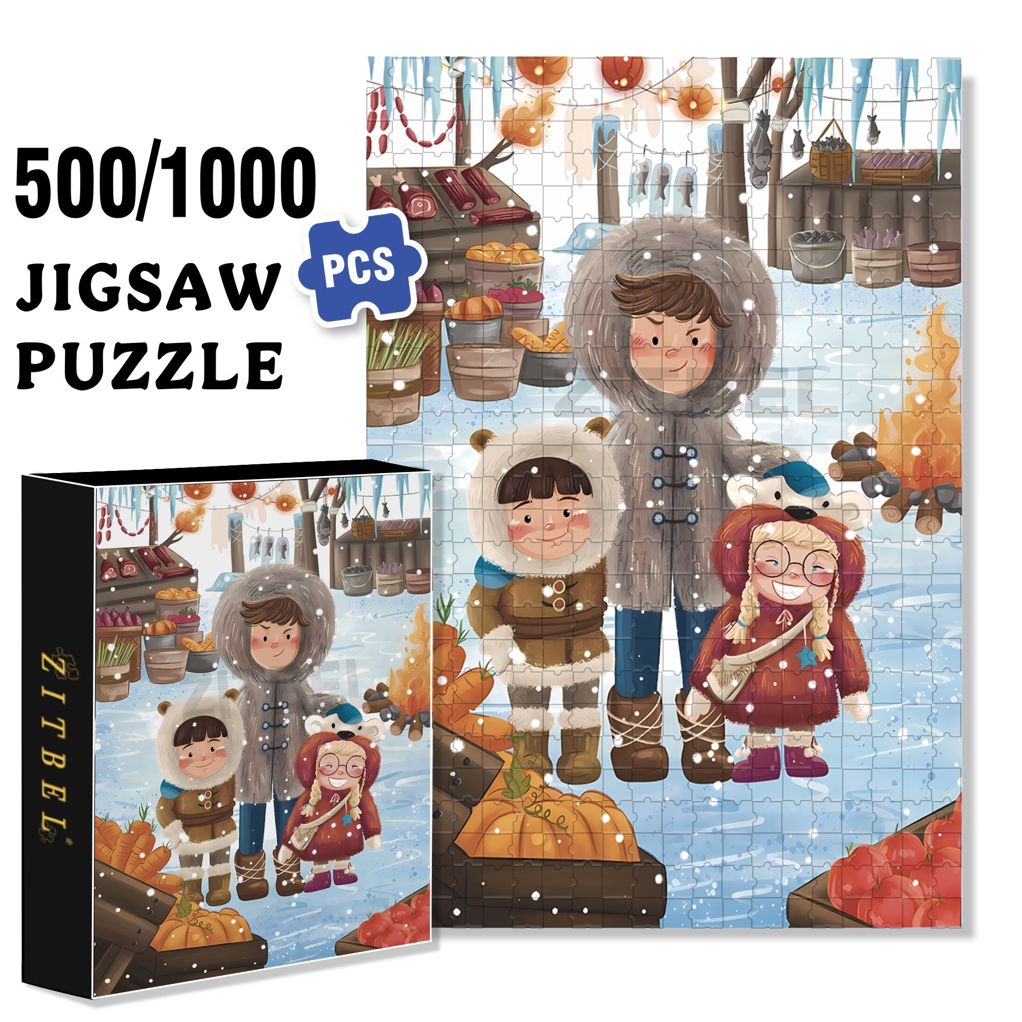 Brother and Sister 500pcs/1000pcs Jigsaw Puzzle, Scratch-Resistant, Interactive Family Game & Brain-Boosting DIY Decor, Perfect for Halloween, Christmas & New Year Gifts, Family Puzzle Game