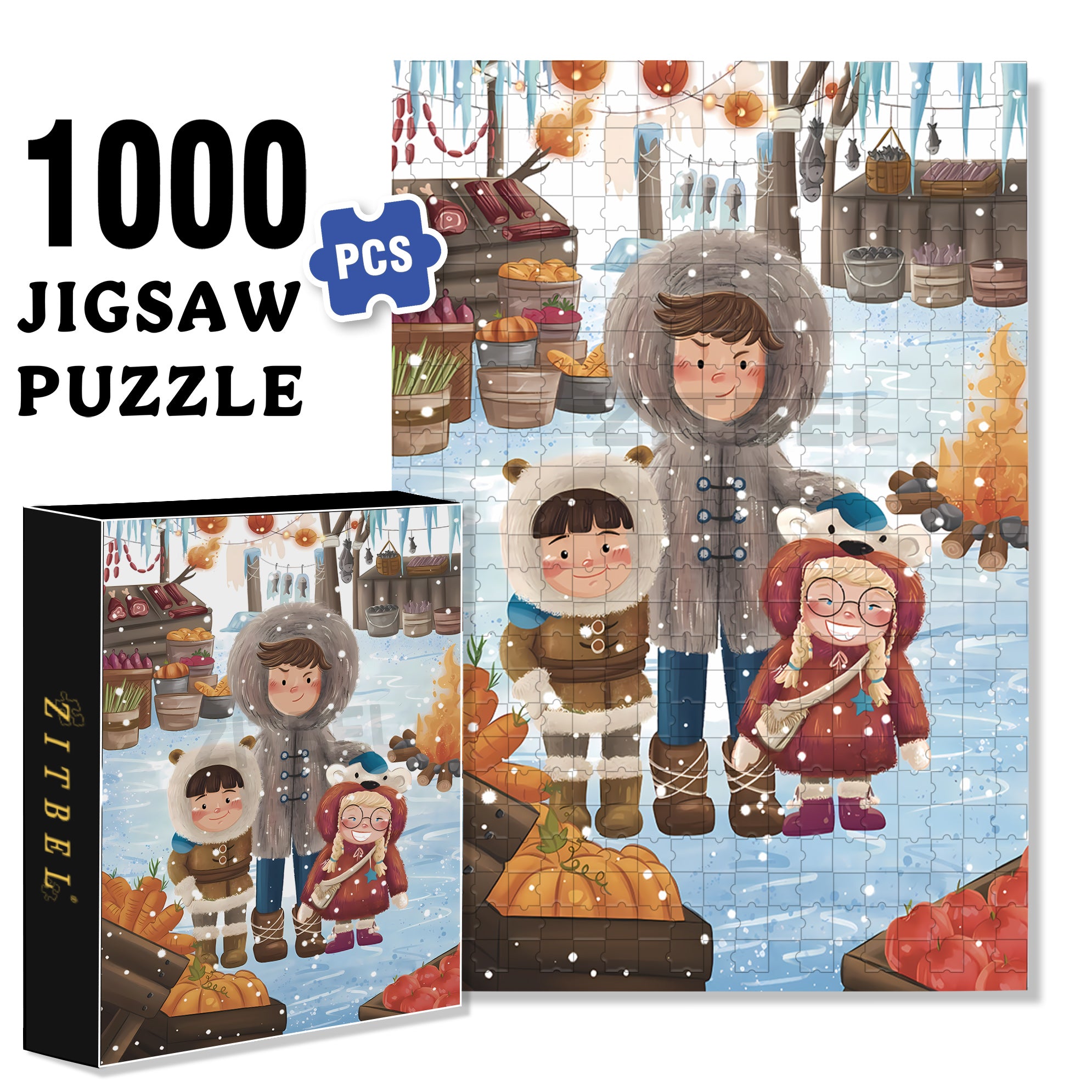 Brother and Sister 500pcs/1000pcs Jigsaw Puzzle, Scratch-Resistant, Interactive Family Game & Brain-Boosting DIY Decor, Perfect for Halloween, Christmas & New Year Gifts, Family Puzzle Game