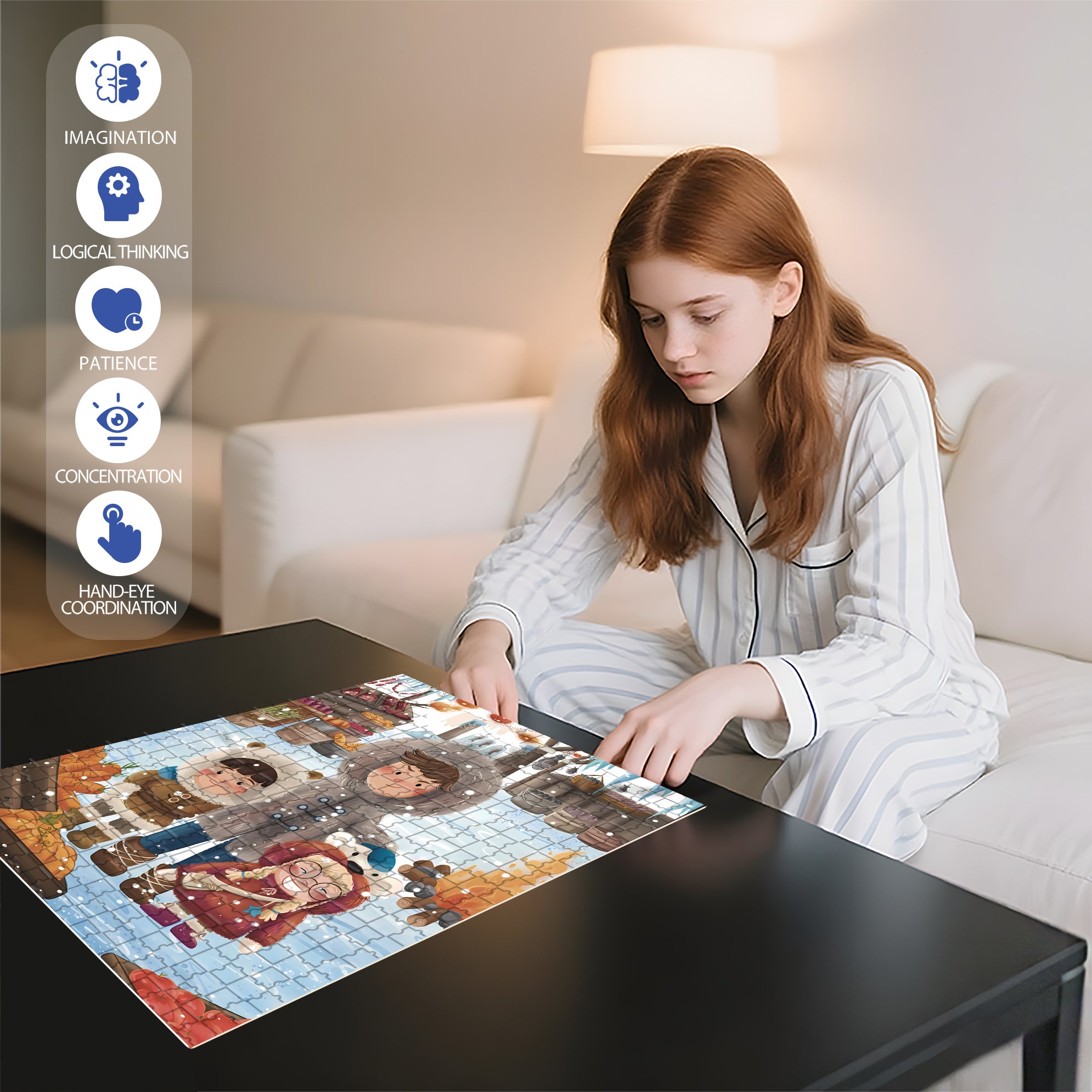 Brother and Sister 500pcs/1000pcs Jigsaw Puzzle, Scratch-Resistant, Interactive Family Game & Brain-Boosting DIY Decor, Perfect for Halloween, Christmas & New Year Gifts, Family Puzzle Game