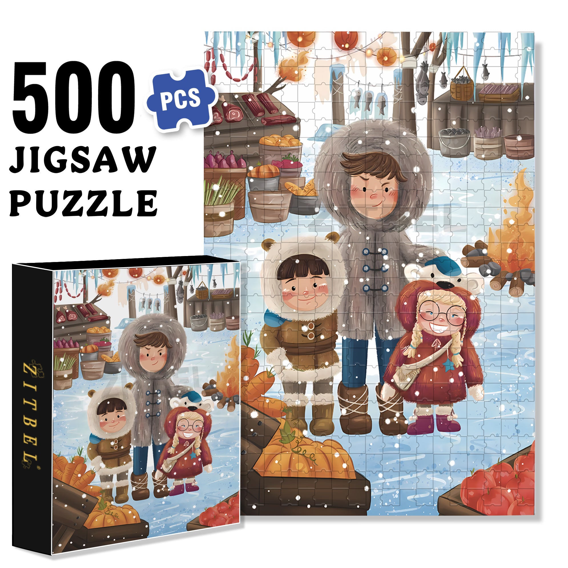 Brother and Sister 500pcs/1000pcs Jigsaw Puzzle, Scratch-Resistant, Interactive Family Game & Brain-Boosting DIY Decor, Perfect for Halloween, Christmas & New Year Gifts, Family Puzzle Game