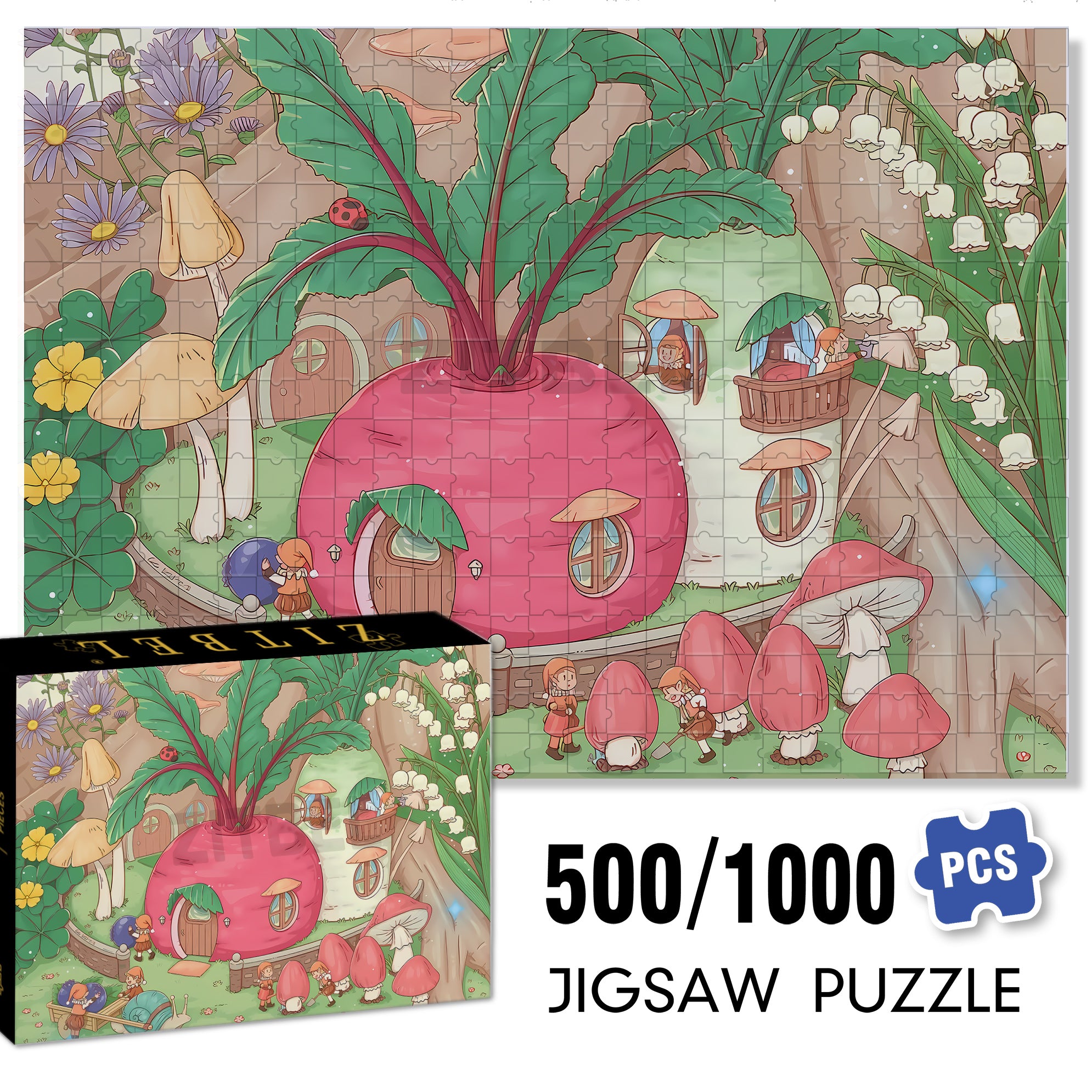 Carrot Paradise 500pcs/1000pcs Jigsaw Puzzle, Scratch-Resistant, Interactive Family Game & Brain-Boosting DIY Decor, Perfect for Halloween, Christmas & New Year Gifts, Family Puzzle Game