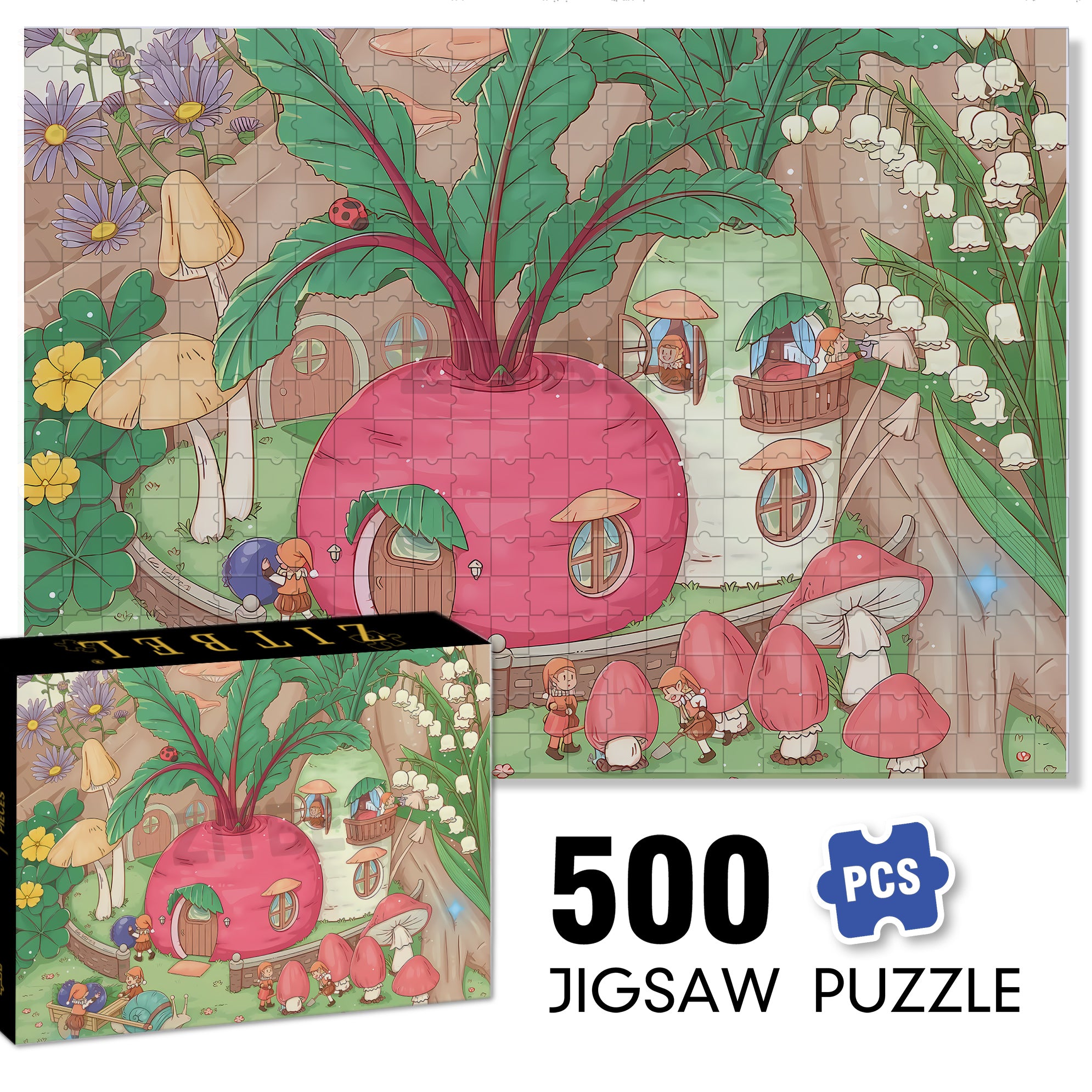 Carrot Paradise 500pcs/1000pcs Jigsaw Puzzle, Scratch-Resistant, Interactive Family Game & Brain-Boosting DIY Decor, Perfect for Halloween, Christmas & New Year Gifts, Family Puzzle Game