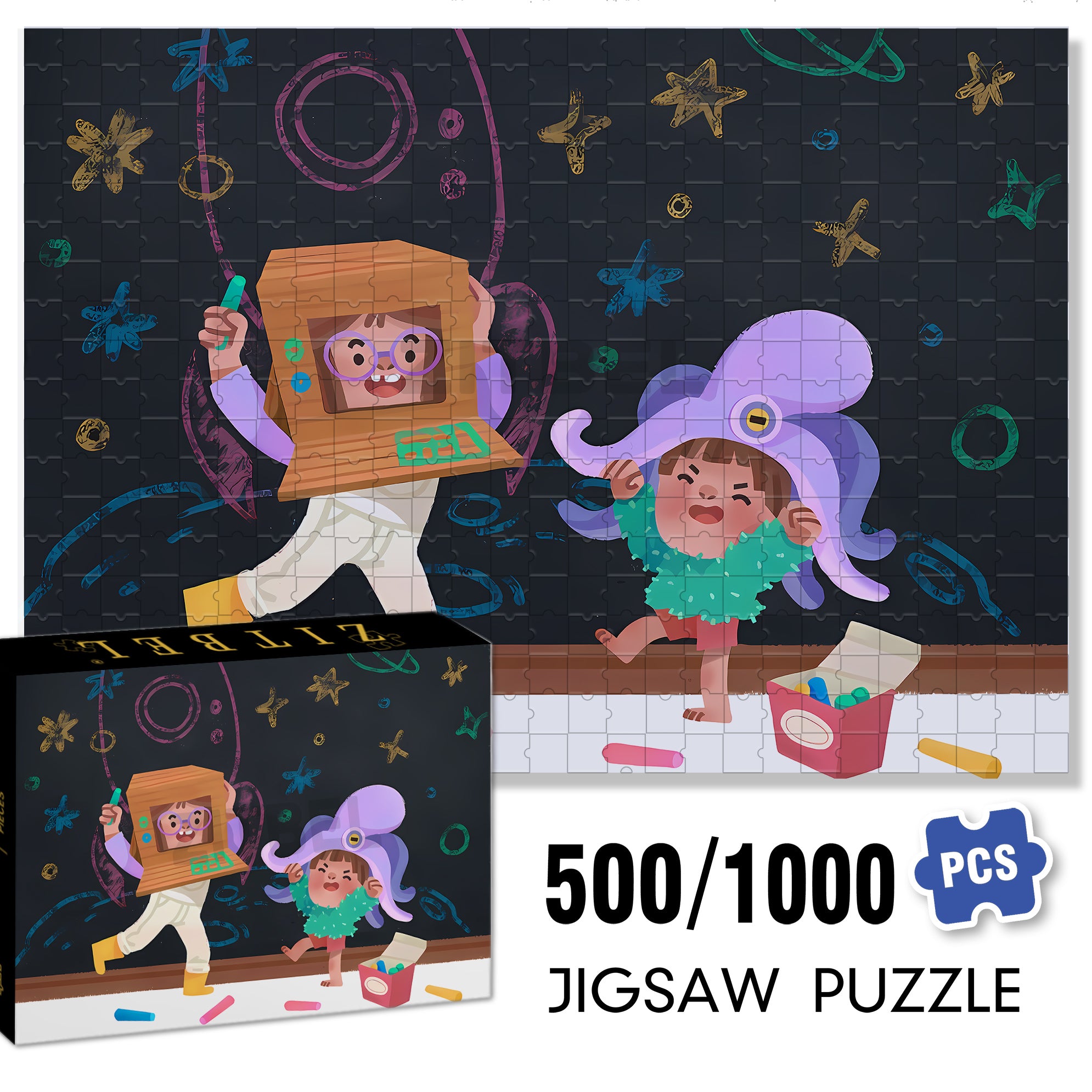 Children's Toy 500pcs/1000pcs Jigsaw Puzzle, Scratch-Resistant, Interactive Family Game & Brain-Boosting DIY Decor, Perfect for Halloween, Christmas & New Year Gifts, Family Puzzle Game