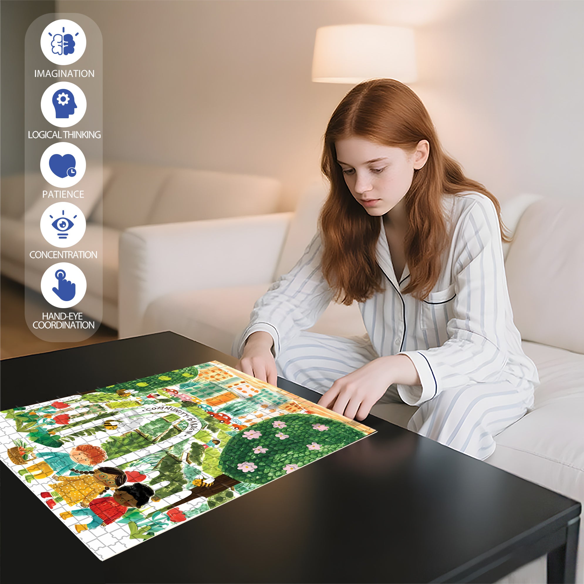 Community Garden 500pcs/1000pcs Jigsaw Puzzle, Scratch-Resistant, Interactive Family Game & Brain-Boosting DIY Decor, Perfect for Halloween, Christmas & New Year Gifts, Family Puzzle Game