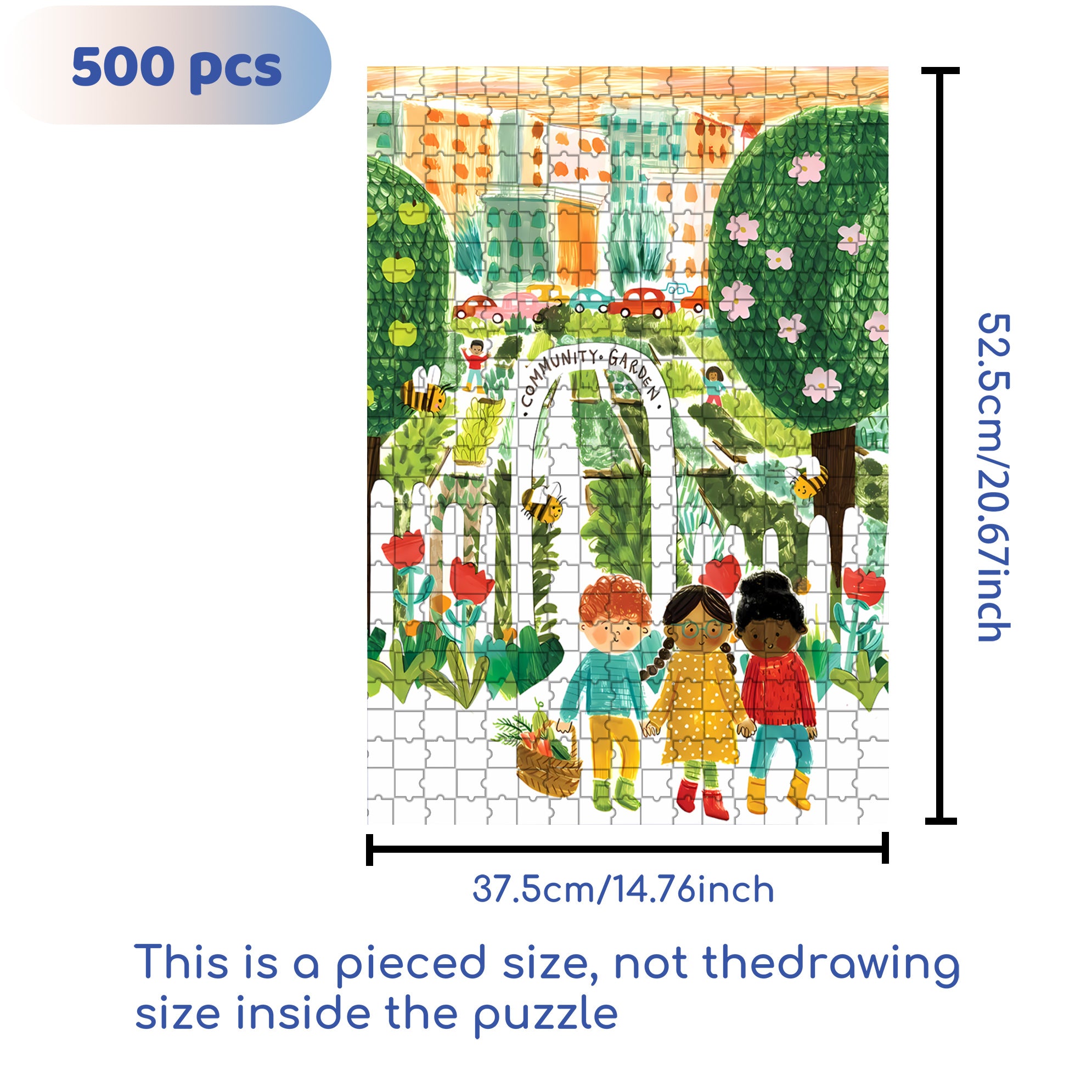 Community Garden 500pcs/1000pcs Jigsaw Puzzle, Scratch-Resistant, Interactive Family Game & Brain-Boosting DIY Decor, Perfect for Halloween, Christmas & New Year Gifts, Family Puzzle Game