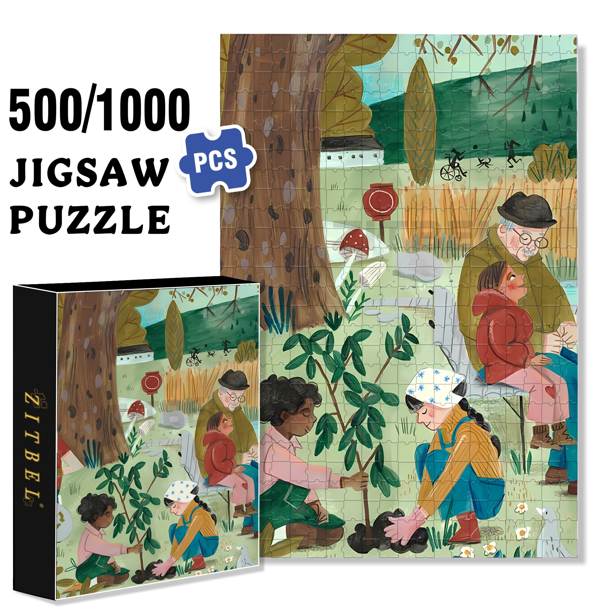 Compassion 500pcs/1000pcs Jigsaw Puzzle, Scratch-Resistant, Interactive Family Game & Brain-Boosting DIY Decor, Perfect for Halloween, Christmas & New Year Gifts, Family Puzzle Game