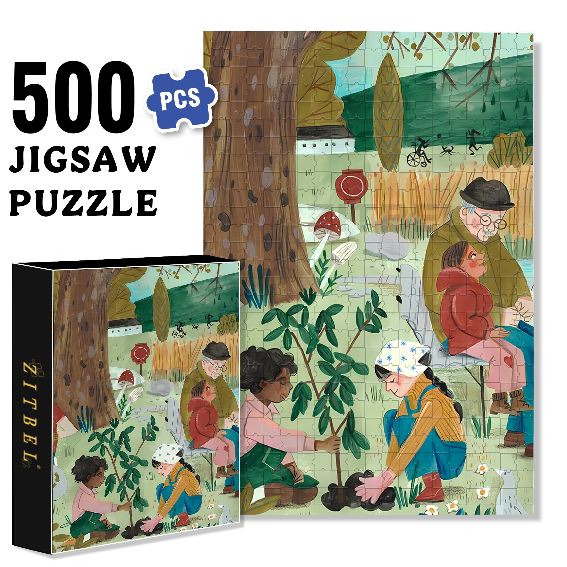 Compassion 500pcs/1000pcs Jigsaw Puzzle, Scratch-Resistant, Interactive Family Game & Brain-Boosting DIY Decor, Perfect for Halloween, Christmas & New Year Gifts, Family Puzzle Game
