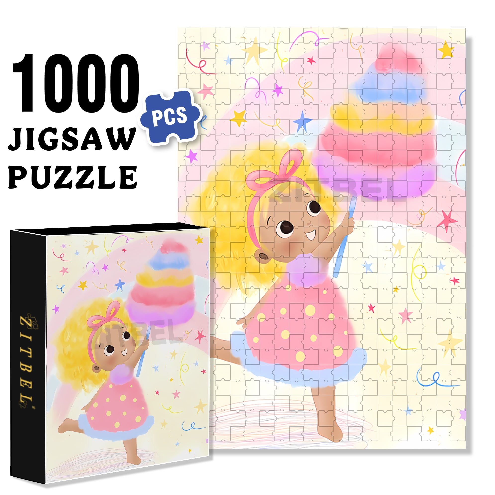 Cotton Candy 500pcs/1000pcs Jigsaw Puzzle, Scratch-Resistant, Interactive Family Game & Brain-Boosting DIY Decor, Perfect for Halloween, Christmas & New Year Gifts, Family Puzzle Game