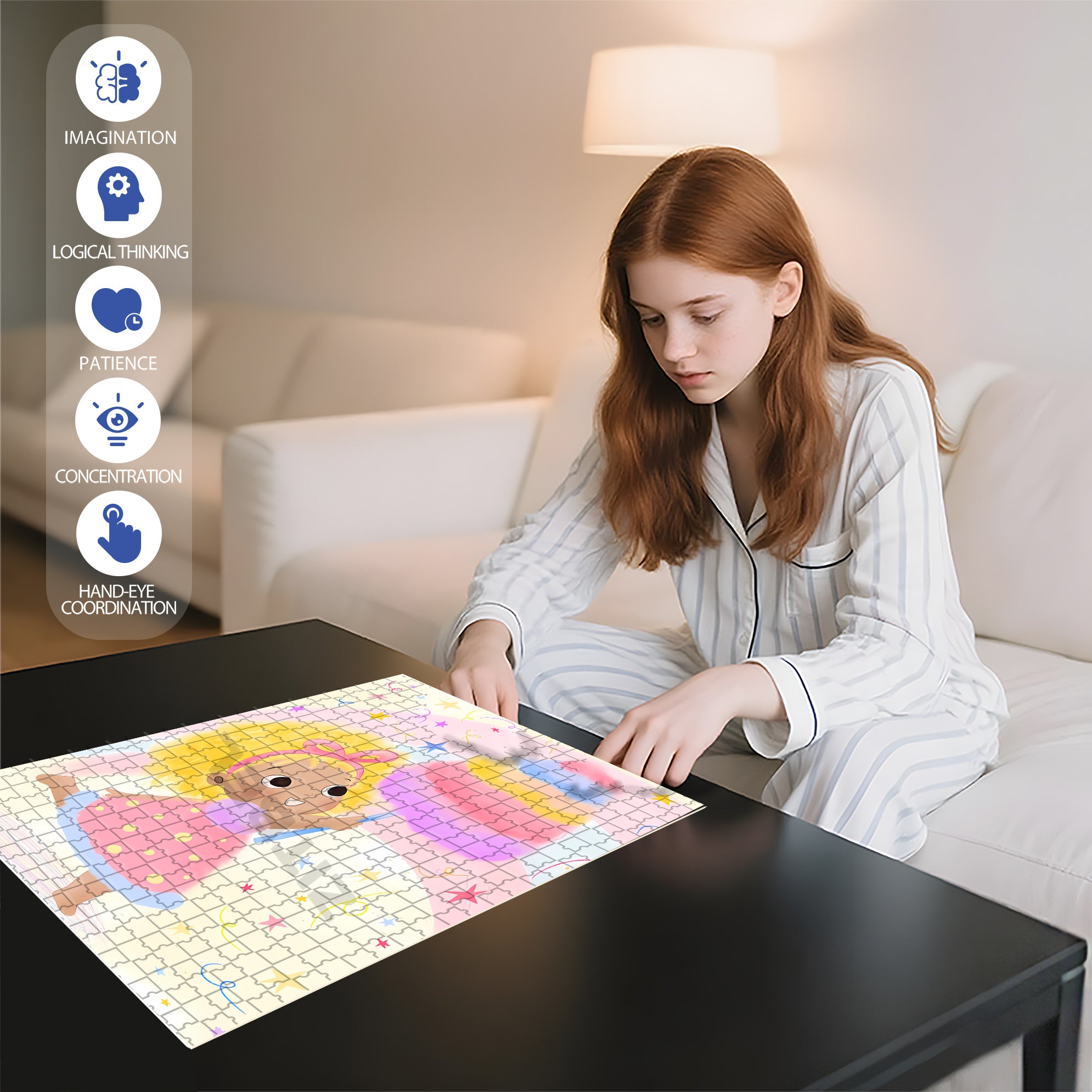 Cotton Candy 500pcs/1000pcs Jigsaw Puzzle, Scratch-Resistant, Interactive Family Game & Brain-Boosting DIY Decor, Perfect for Halloween, Christmas & New Year Gifts, Family Puzzle Game