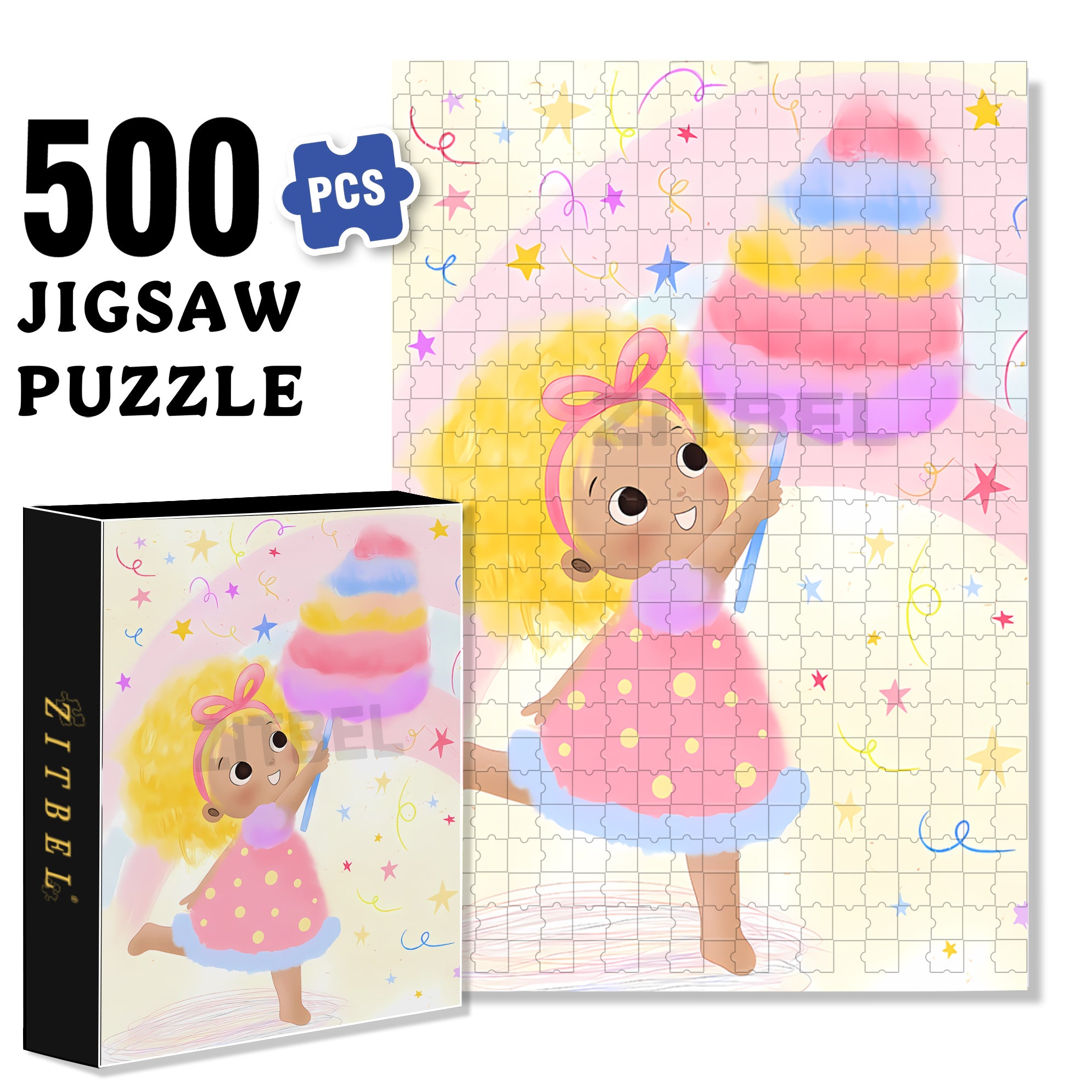 Cotton Candy 500pcs/1000pcs Jigsaw Puzzle, Scratch-Resistant, Interactive Family Game & Brain-Boosting DIY Decor, Perfect for Halloween, Christmas & New Year Gifts, Family Puzzle Game