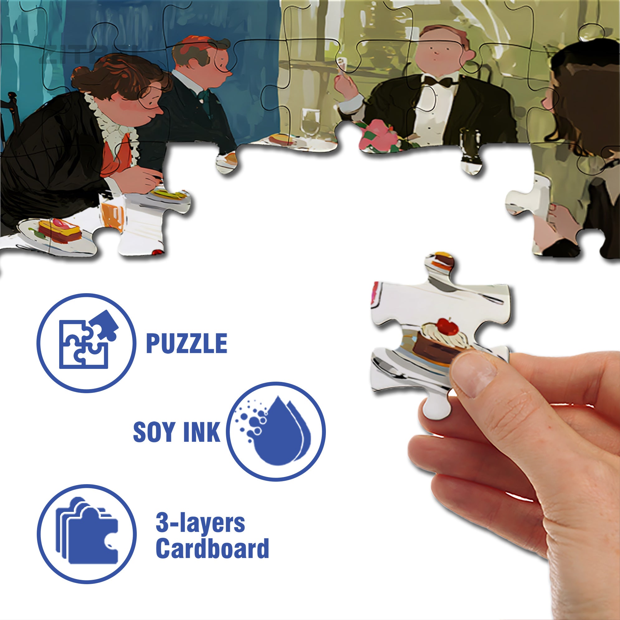 Dinner Party 500pcs/1000pcs Jigsaw Puzzle, Scratch-Resistant, Interactive Family Game & Brain-Boosting DIY Decor, Perfect for Halloween, Christmas & New Year Gifts, Family Puzzle Game
