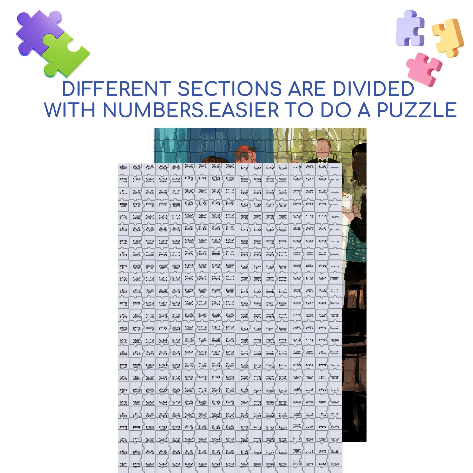 Dinner Party 500pcs/1000pcs Jigsaw Puzzle, Scratch-Resistant, Interactive Family Game & Brain-Boosting DIY Decor, Perfect for Halloween, Christmas & New Year Gifts, Family Puzzle Game