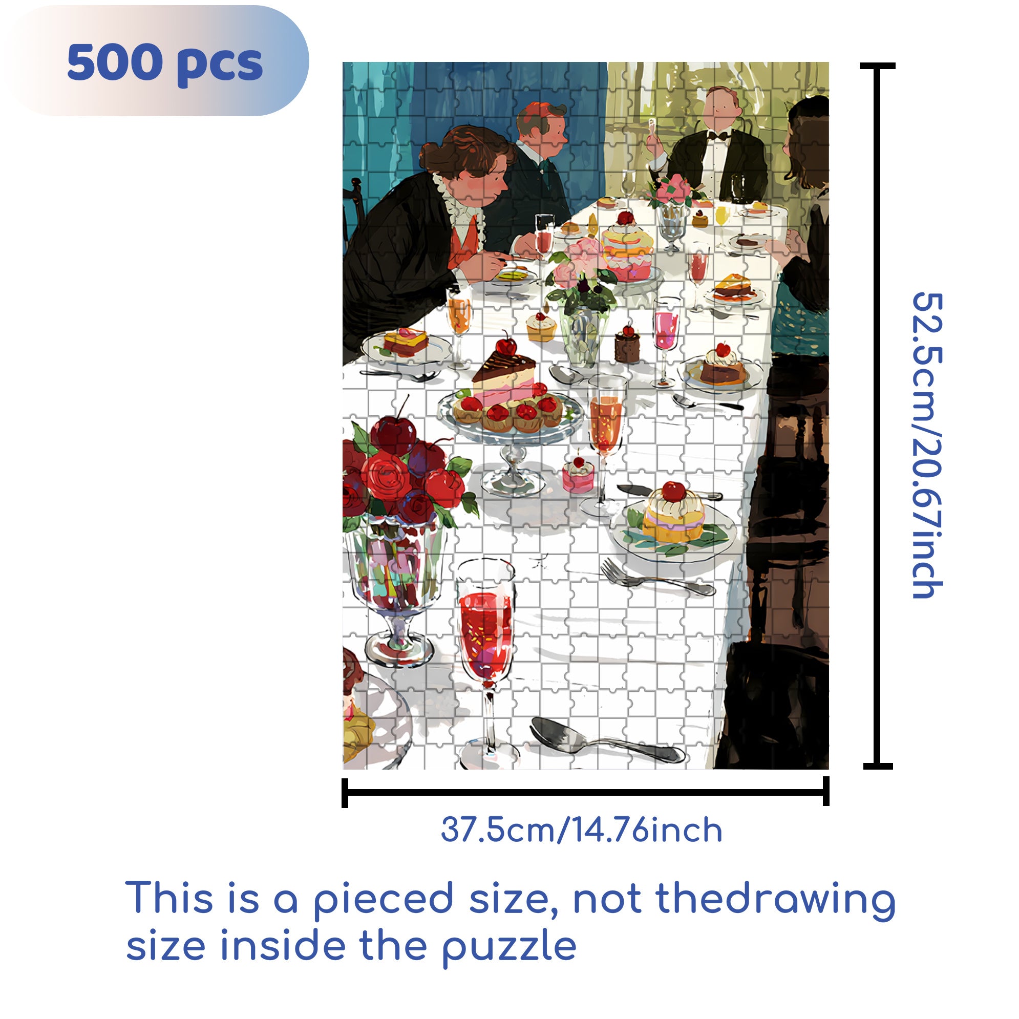 Dinner Party 500pcs/1000pcs Jigsaw Puzzle, Scratch-Resistant, Interactive Family Game & Brain-Boosting DIY Decor, Perfect for Halloween, Christmas & New Year Gifts, Family Puzzle Game