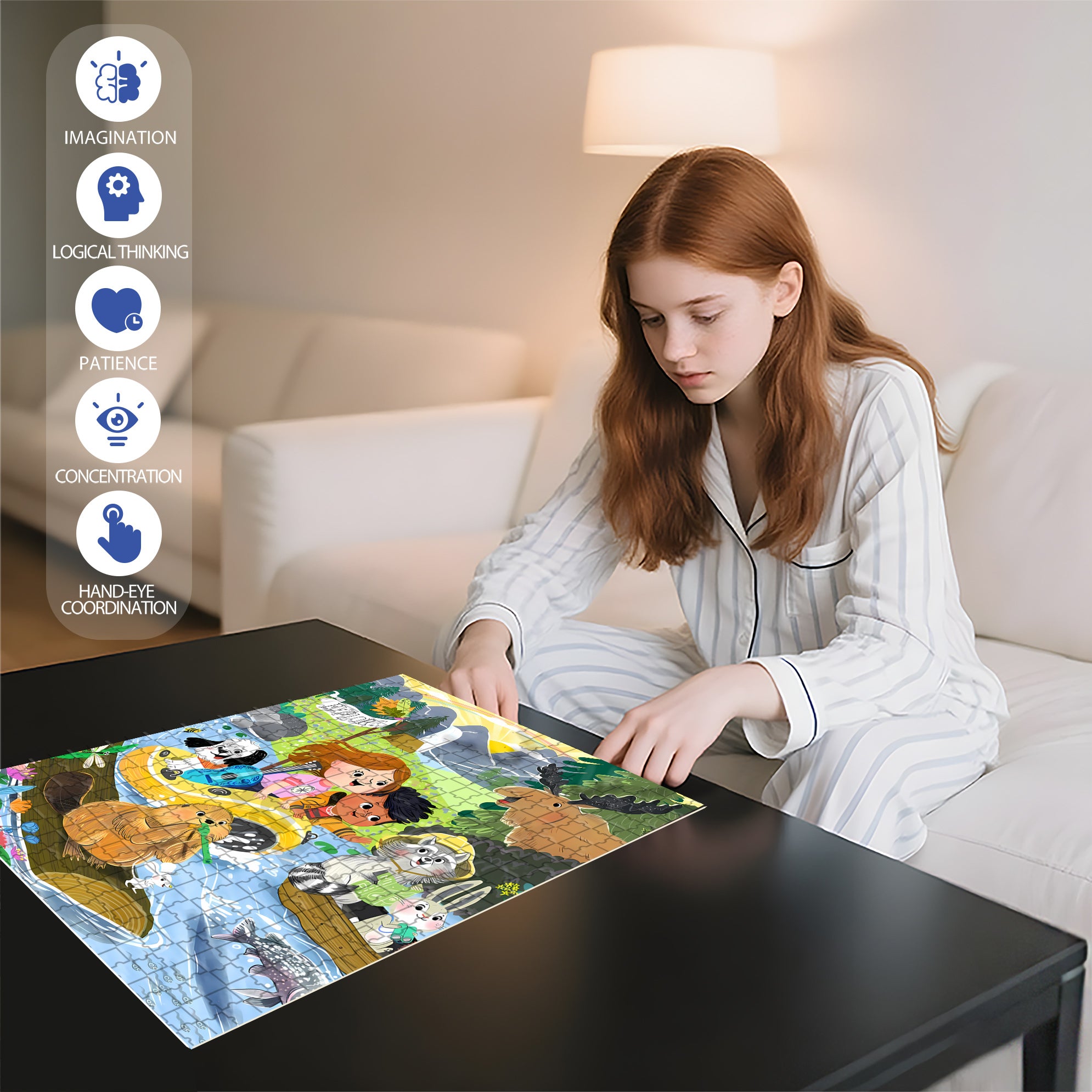 Downstream 500pcs/1000pcs Jigsaw Puzzle, Scratch-Resistant, Interactive Family Game & Brain-Boosting DIY Decor, Perfect for Halloween, Christmas & New Year Gifts, Family Puzzle Game