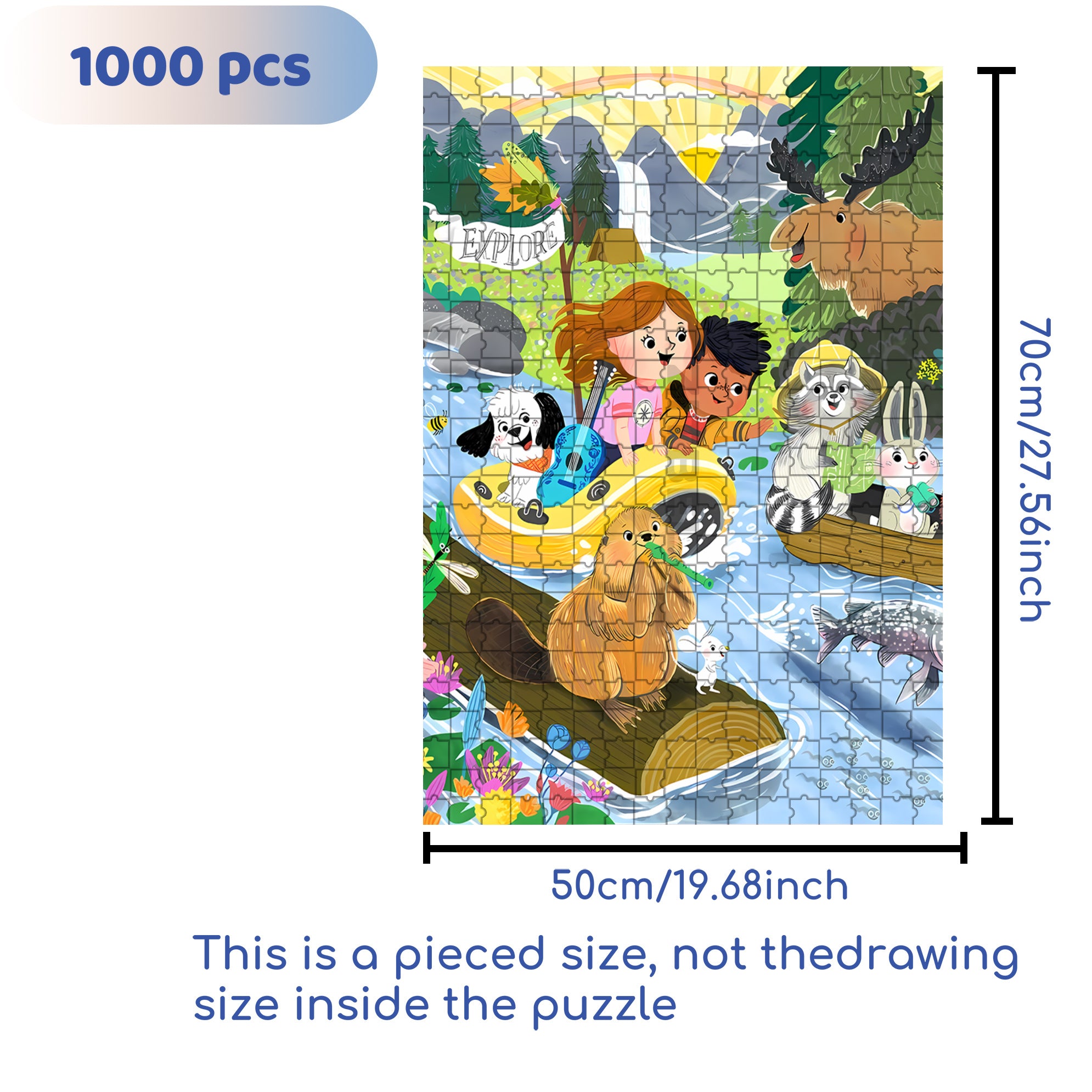 Downstream 500pcs/1000pcs Jigsaw Puzzle, Scratch-Resistant, Interactive Family Game & Brain-Boosting DIY Decor, Perfect for Halloween, Christmas & New Year Gifts, Family Puzzle Game