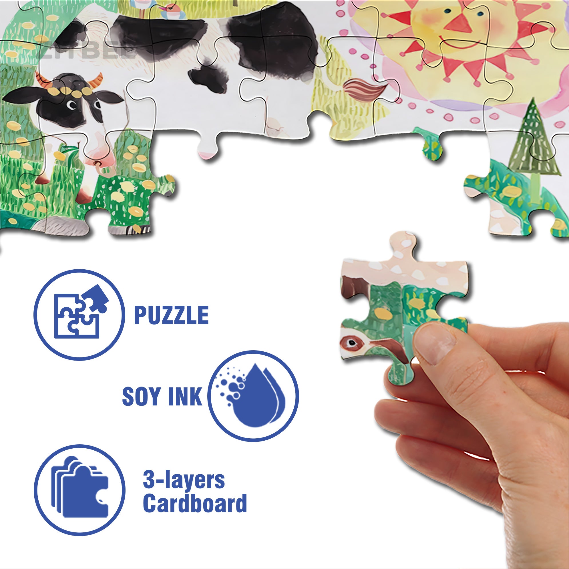 Farm Animals 500pcs/1000pcs Jigsaw Puzzle, Scratch-Resistant, Interactive Family Game & Brain-Boosting DIY Decor, Perfect for Halloween, Christmas & New Year Gifts, Family Puzzle Game