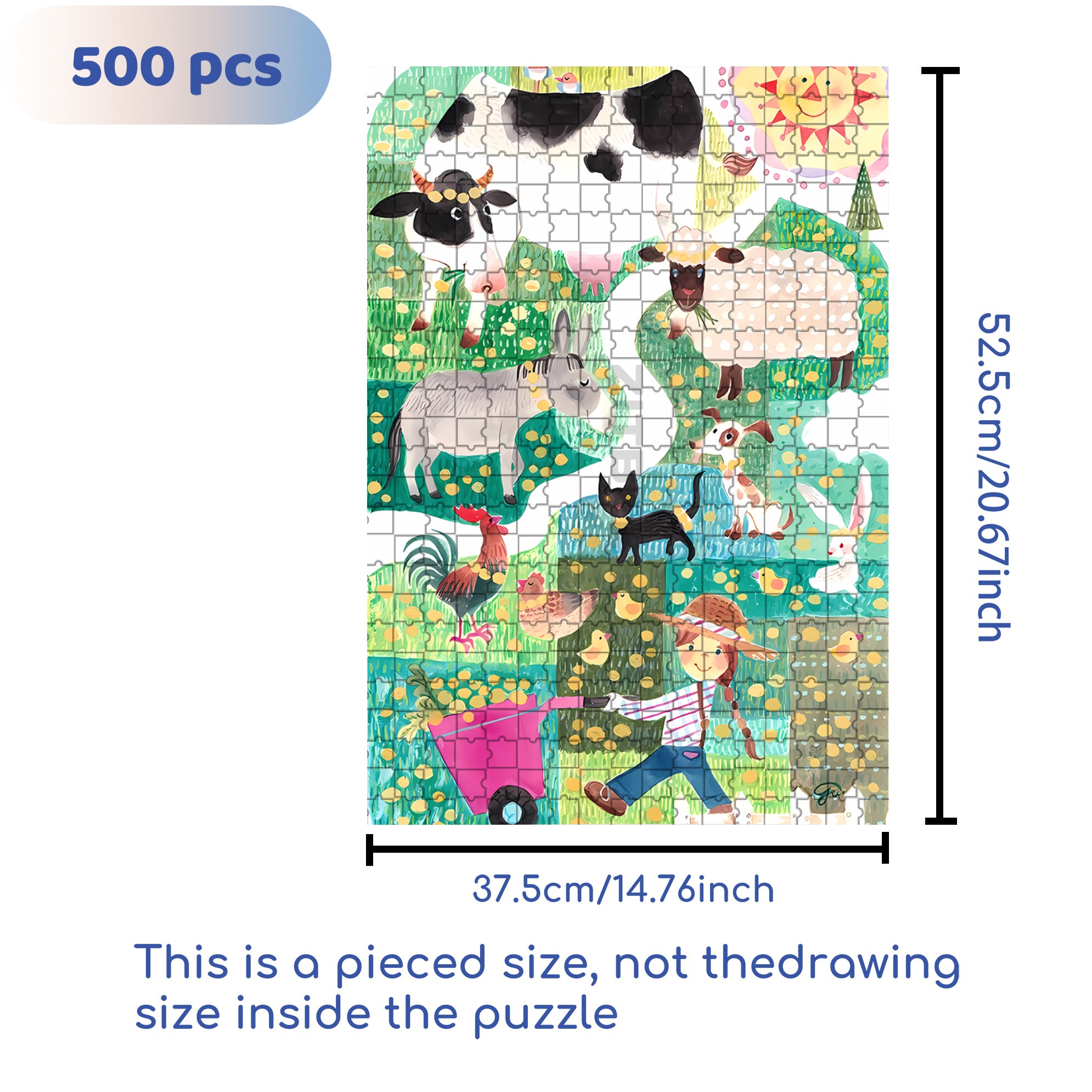 Farm Animals 500pcs/1000pcs Jigsaw Puzzle, Scratch-Resistant, Interactive Family Game & Brain-Boosting DIY Decor, Perfect for Halloween, Christmas & New Year Gifts, Family Puzzle Game