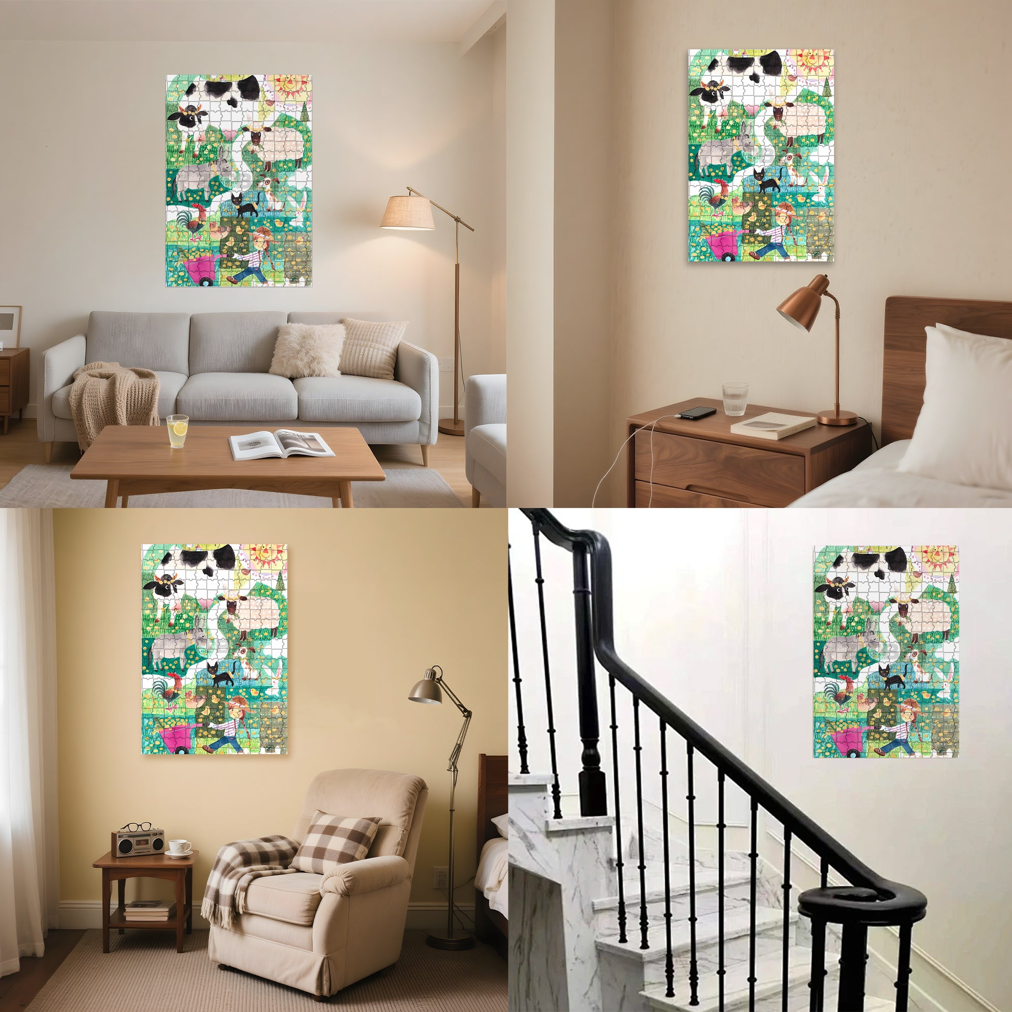 Farm Animals 500pcs/1000pcs Jigsaw Puzzle, Scratch-Resistant, Interactive Family Game & Brain-Boosting DIY Decor, Perfect for Halloween, Christmas & New Year Gifts, Family Puzzle Game