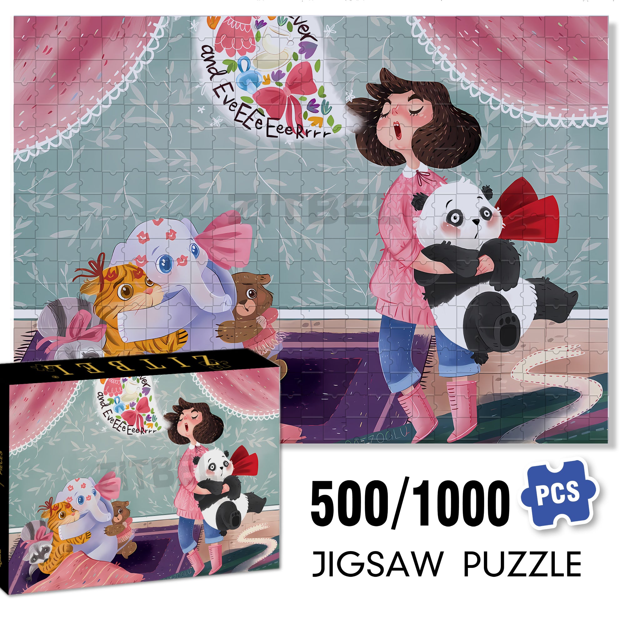 For Ever And Ever 500pcs/1000pcs Jigsaw Puzzle, Scratch-Resistant, Interactive Family Game & Brain-Boosting DIY Decor, Perfect for Halloween, Christmas & New Year Gifts, Family Puzzle Game