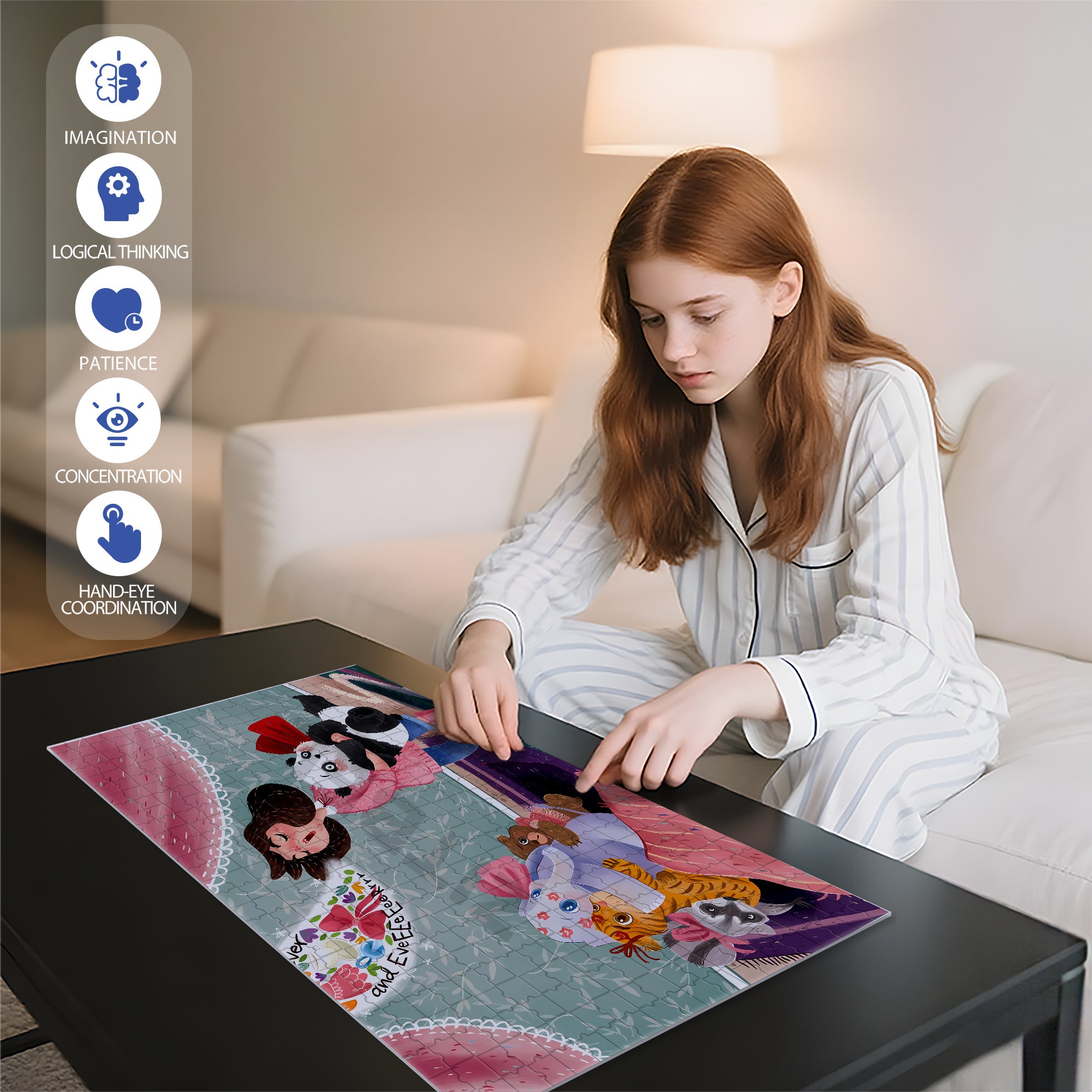 For Ever And Ever 500pcs/1000pcs Jigsaw Puzzle, Scratch-Resistant, Interactive Family Game & Brain-Boosting DIY Decor, Perfect for Halloween, Christmas & New Year Gifts, Family Puzzle Game