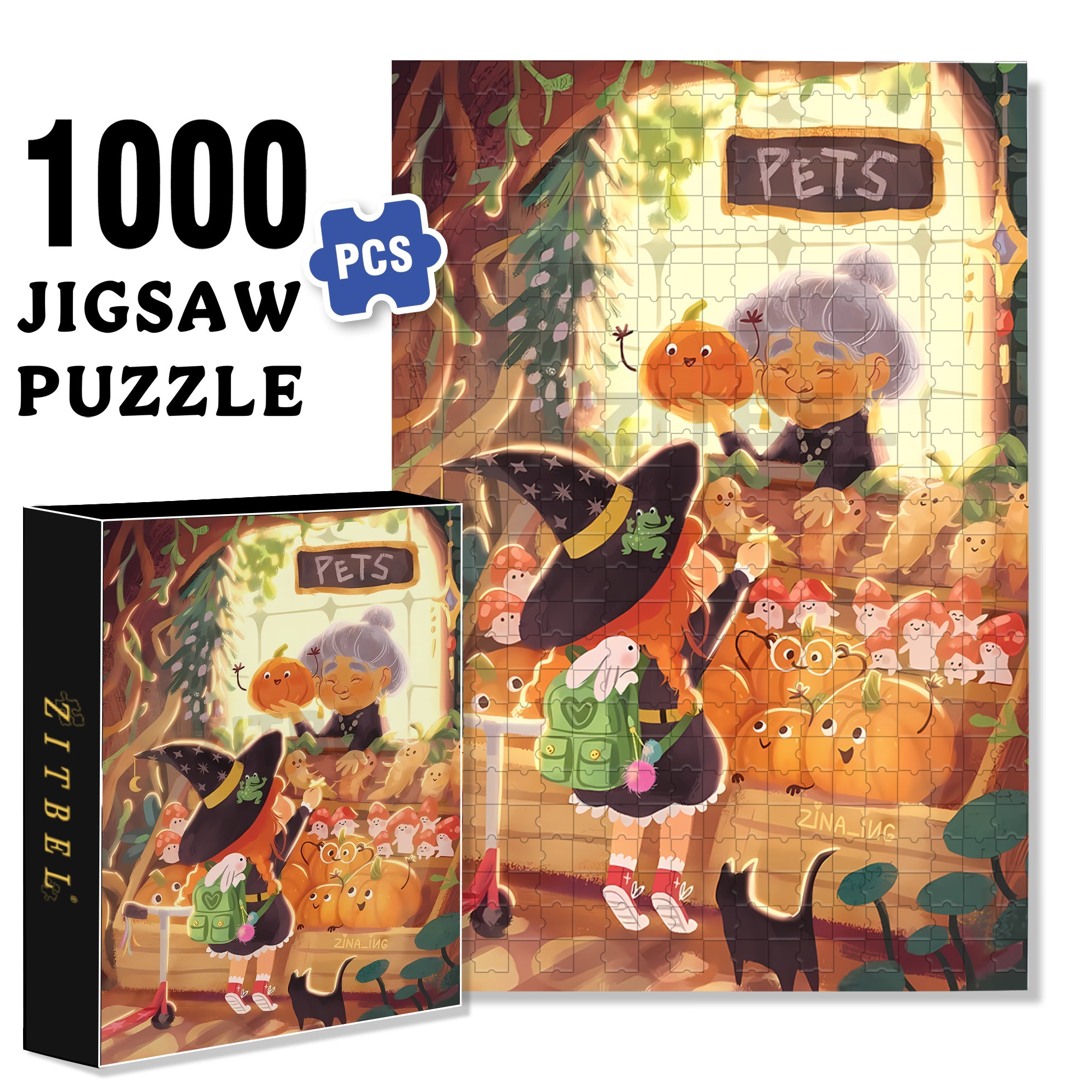 Hallothanks 500pcs/1000pcs Jigsaw Puzzle, Scratch-Resistant, Interactive Family Game & Brain-Boosting DIY Decor, Perfect for Halloween, Christmas & New Year Gifts, Family Puzzle Game