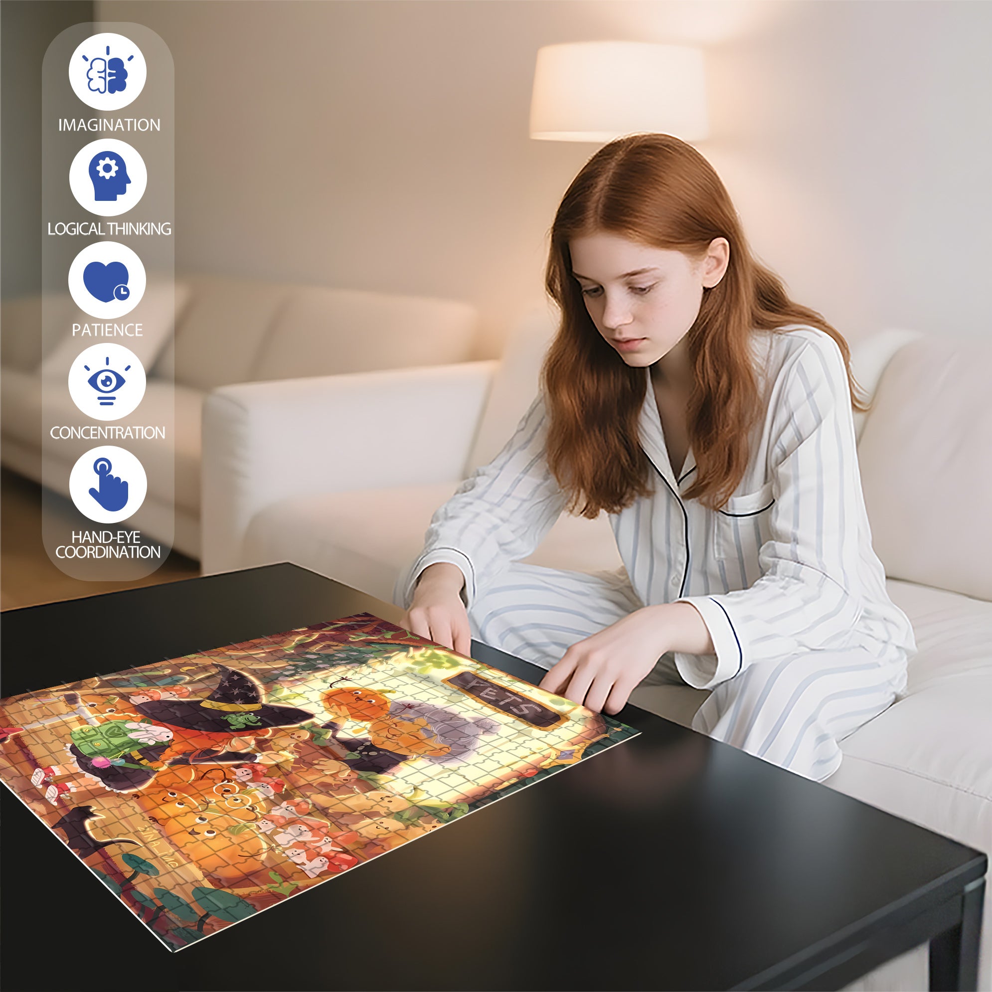 Hallothanks 500pcs/1000pcs Jigsaw Puzzle, Scratch-Resistant, Interactive Family Game & Brain-Boosting DIY Decor, Perfect for Halloween, Christmas & New Year Gifts, Family Puzzle Game
