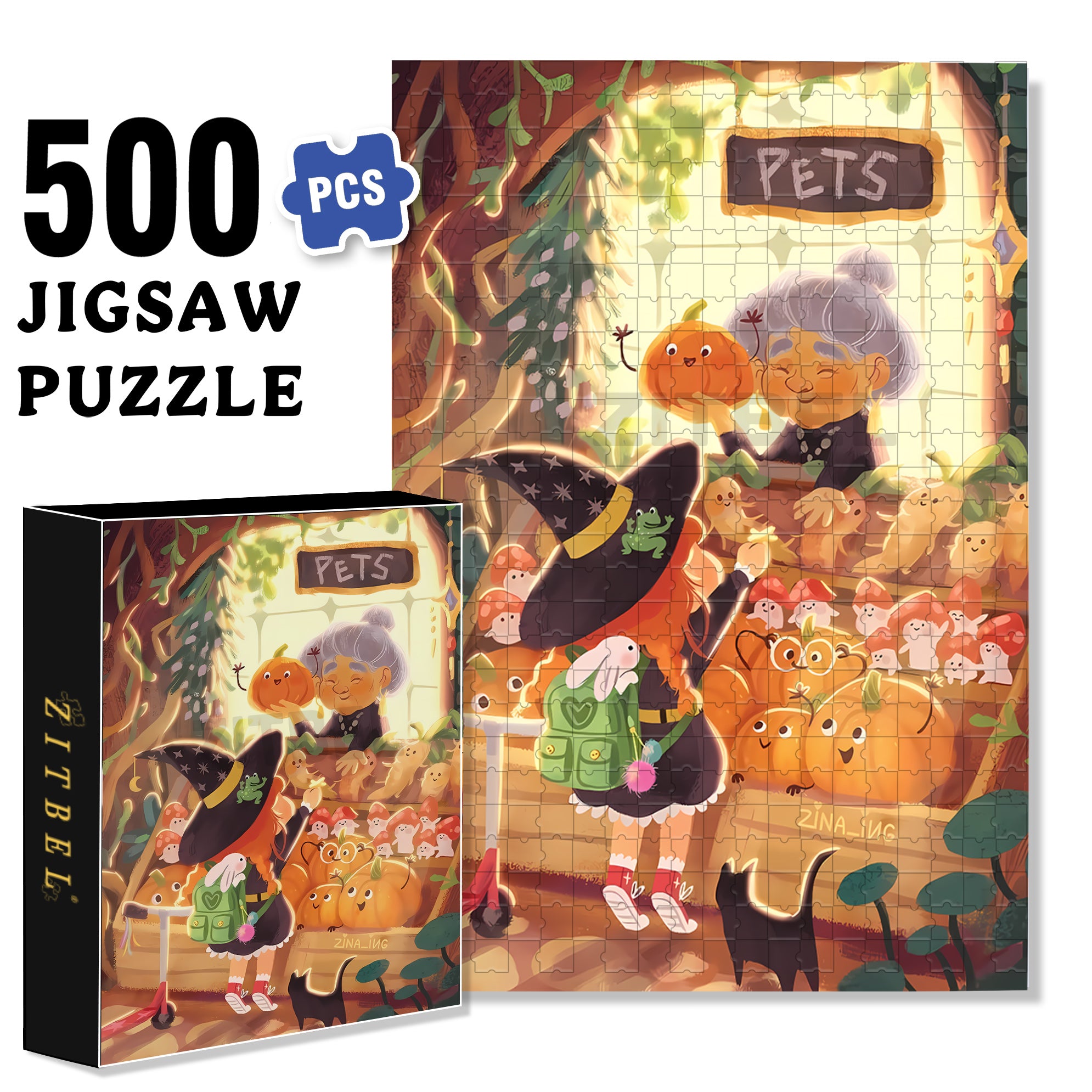 Hallothanks 500pcs/1000pcs Jigsaw Puzzle, Scratch-Resistant, Interactive Family Game & Brain-Boosting DIY Decor, Perfect for Halloween, Christmas & New Year Gifts, Family Puzzle Game