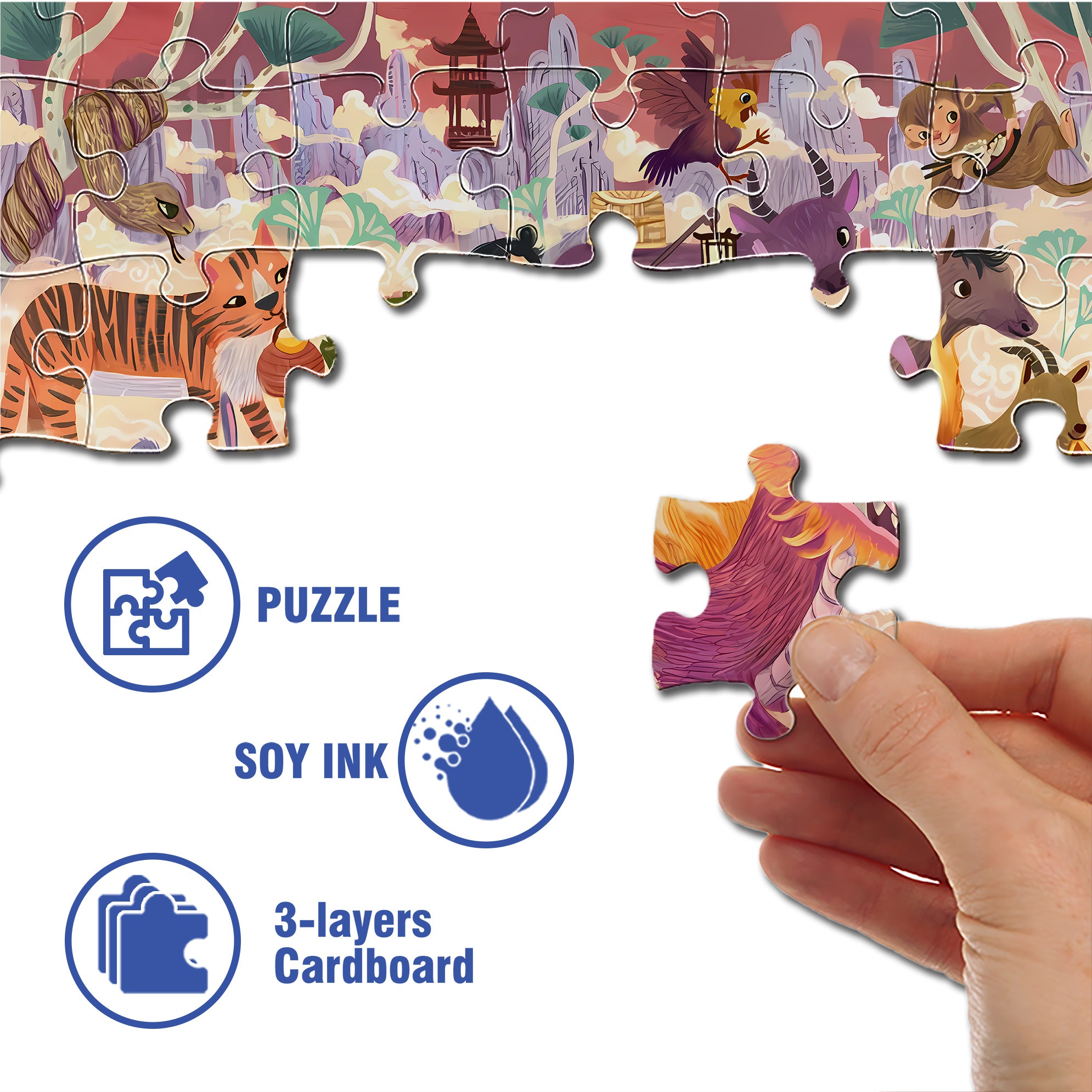 Happy Chinese New Year 500pcs/1000pcs Jigsaw Puzzle, Scratch-Resistant, Interactive Family Game & Brain-Boosting DIY Decor, Perfect for Halloween, Christmas & New Year Gifts, Family Puzzle Game