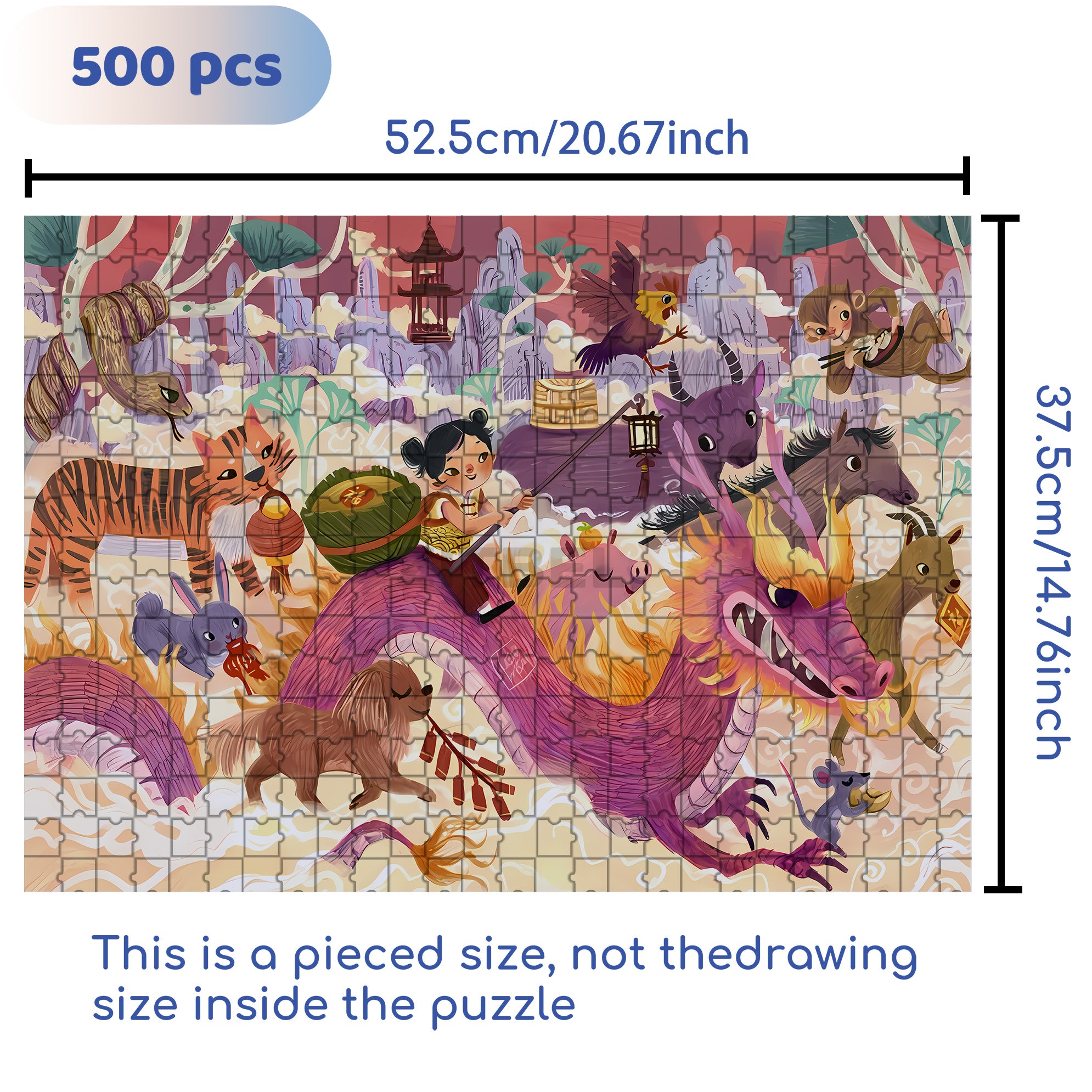 Happy Chinese New Year 500pcs/1000pcs Jigsaw Puzzle, Scratch-Resistant, Interactive Family Game & Brain-Boosting DIY Decor, Perfect for Halloween, Christmas & New Year Gifts, Family Puzzle Game