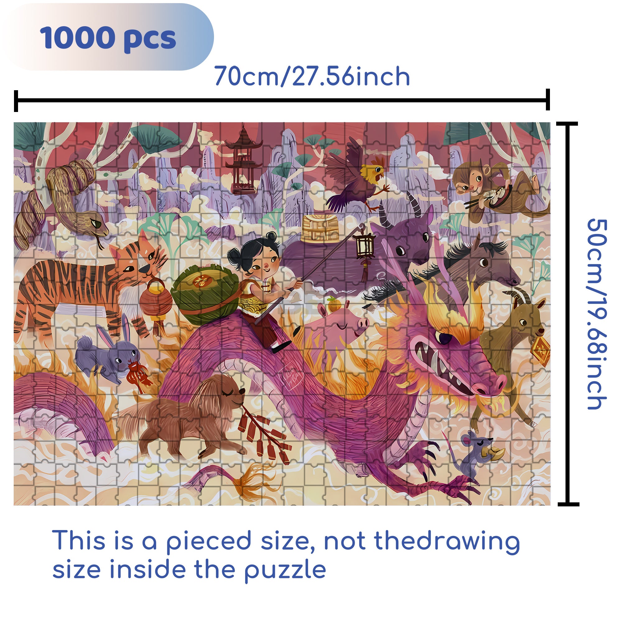 Happy Chinese New Year 500pcs/1000pcs Jigsaw Puzzle, Scratch-Resistant, Interactive Family Game & Brain-Boosting DIY Decor, Perfect for Halloween, Christmas & New Year Gifts, Family Puzzle Game