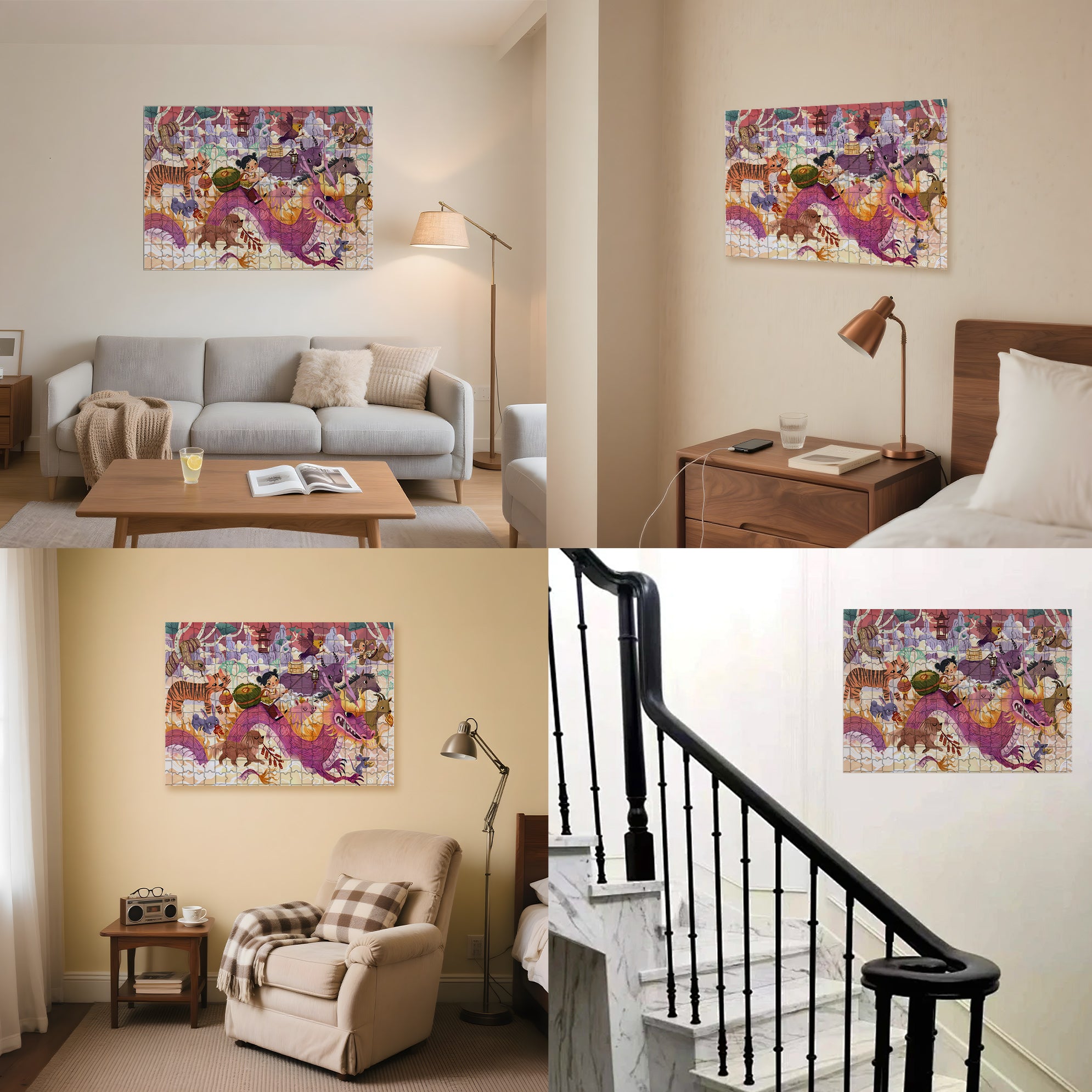 Happy Chinese New Year 500pcs/1000pcs Jigsaw Puzzle, Scratch-Resistant, Interactive Family Game & Brain-Boosting DIY Decor, Perfect for Halloween, Christmas & New Year Gifts, Family Puzzle Game