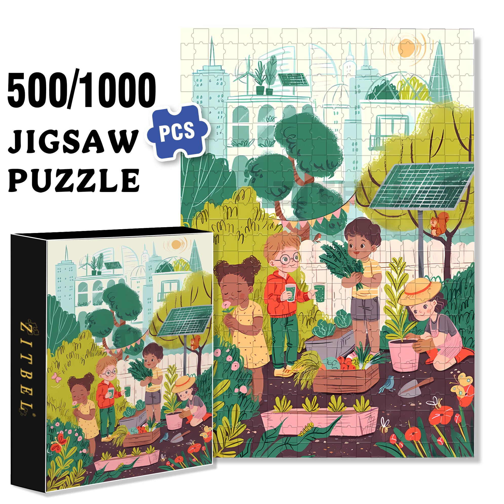 Happy Cooperation 500pcs/1000pcs Jigsaw Puzzle, Scratch-Resistant, Interactive Family Game & Brain-Boosting DIY Decor, Perfect for Halloween, Christmas & New Year Gifts, Family Puzzle Game