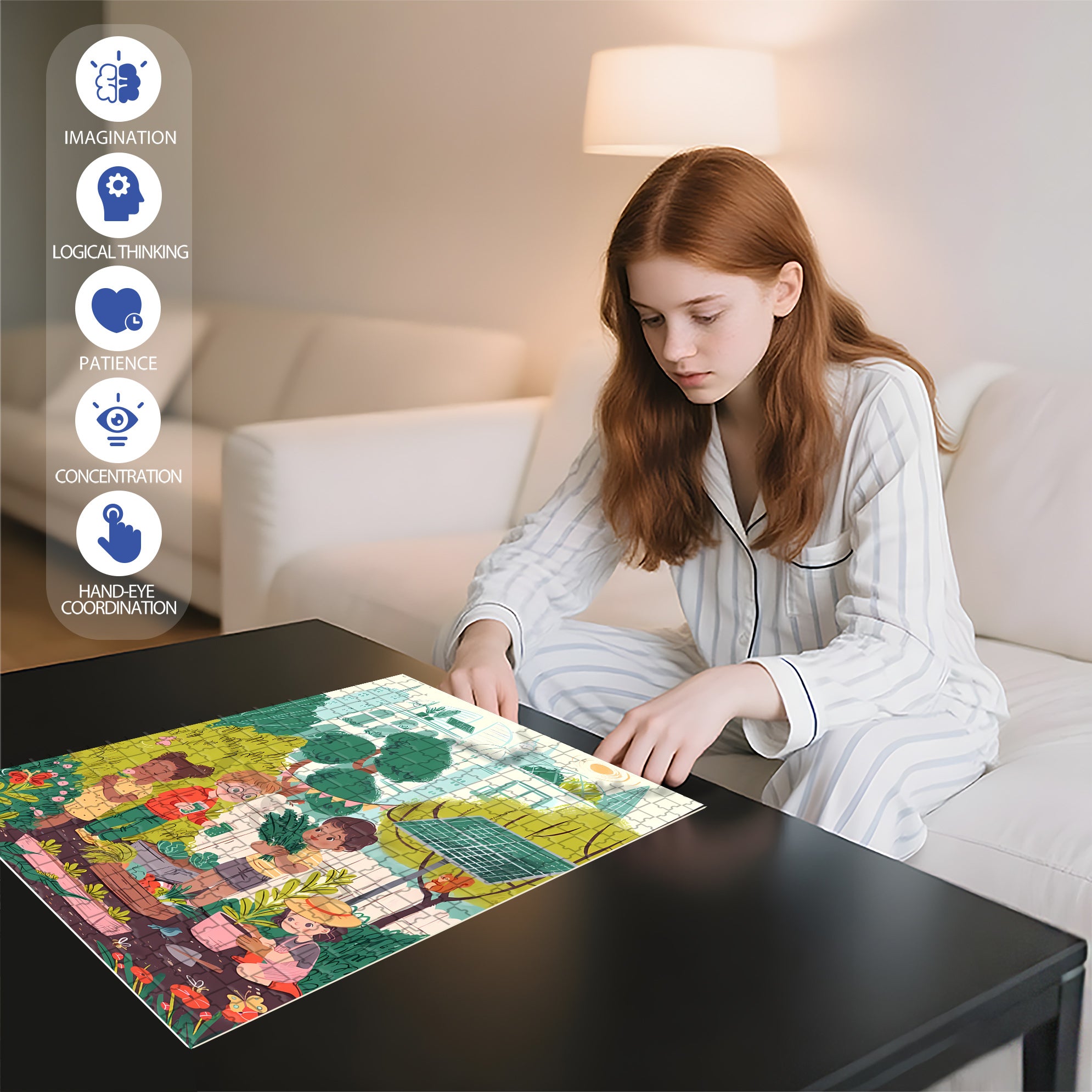 Happy Cooperation 500pcs/1000pcs Jigsaw Puzzle, Scratch-Resistant, Interactive Family Game & Brain-Boosting DIY Decor, Perfect for Halloween, Christmas & New Year Gifts, Family Puzzle Game