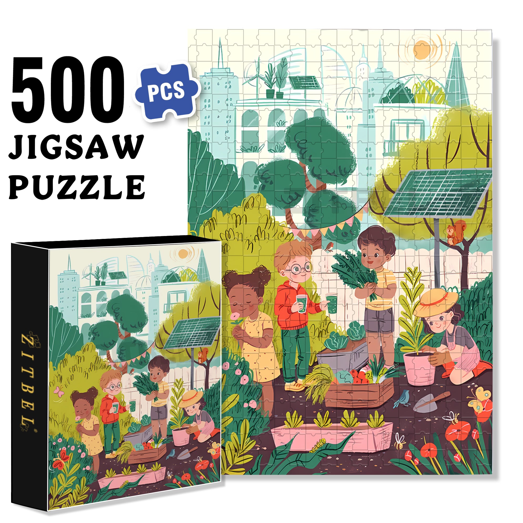 Happy Cooperation 500pcs/1000pcs Jigsaw Puzzle, Scratch-Resistant, Interactive Family Game & Brain-Boosting DIY Decor, Perfect for Halloween, Christmas & New Year Gifts, Family Puzzle Game