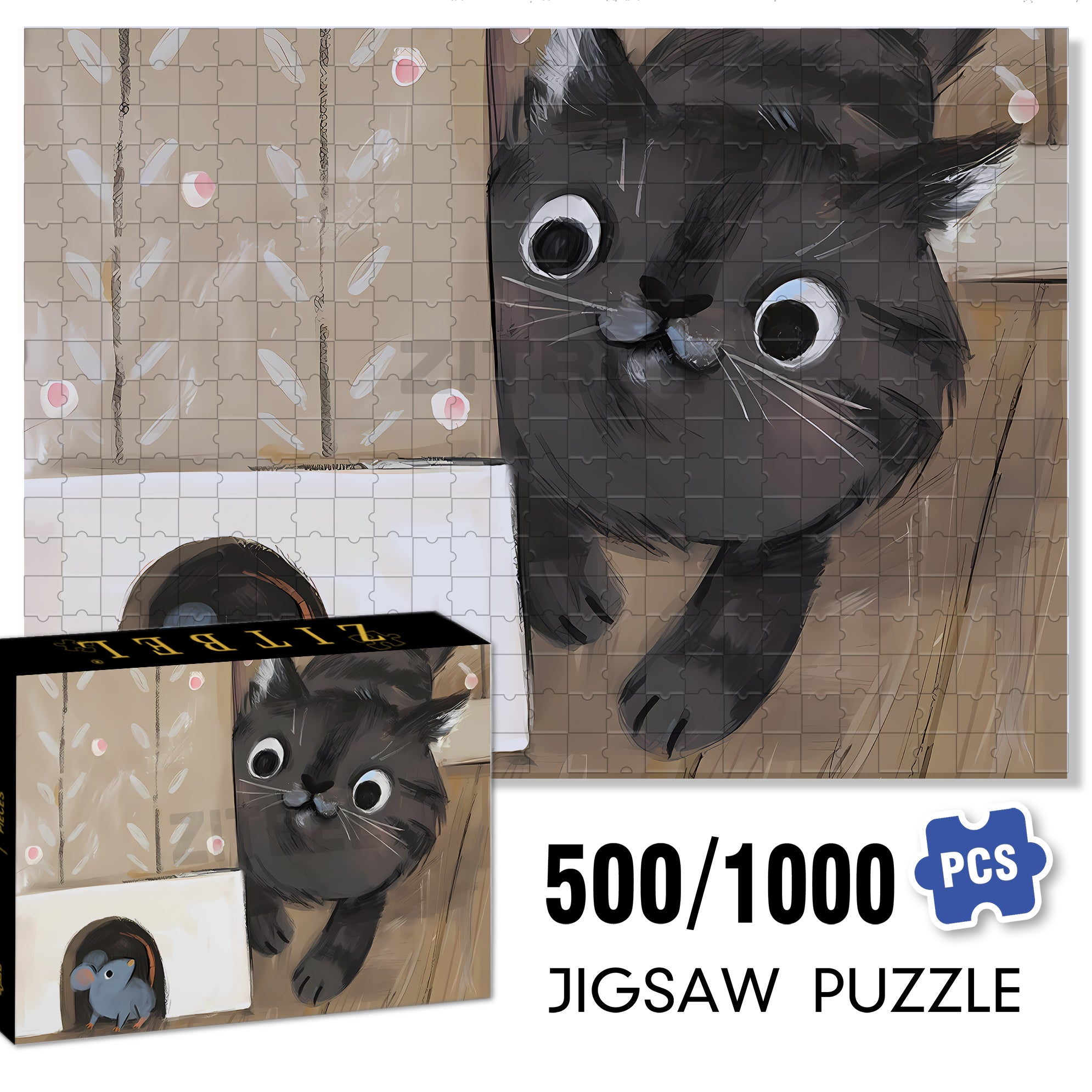 I Got You 500pcs/1000pcs Jigsaw Puzzle, Scratch-Resistant, Interactive Family Game & Brain-Boosting DIY Decor, Perfect for Halloween, Christmas & New Year Gifts, Family Puzzle Game