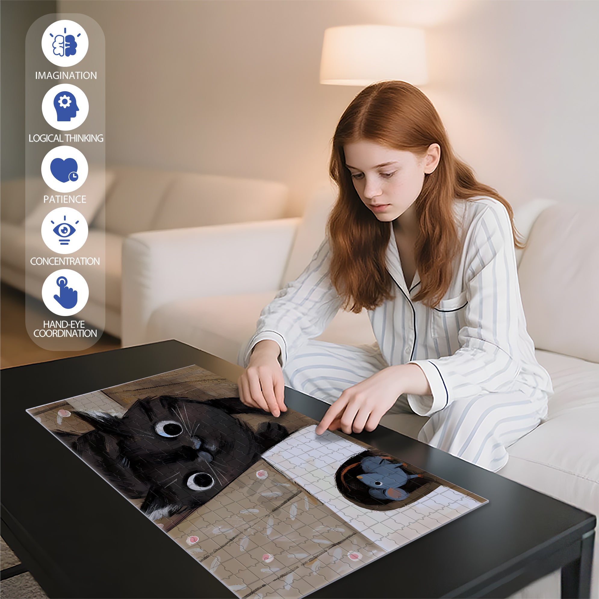 I Got You 500pcs/1000pcs Jigsaw Puzzle, Scratch-Resistant, Interactive Family Game & Brain-Boosting DIY Decor, Perfect for Halloween, Christmas & New Year Gifts, Family Puzzle Game