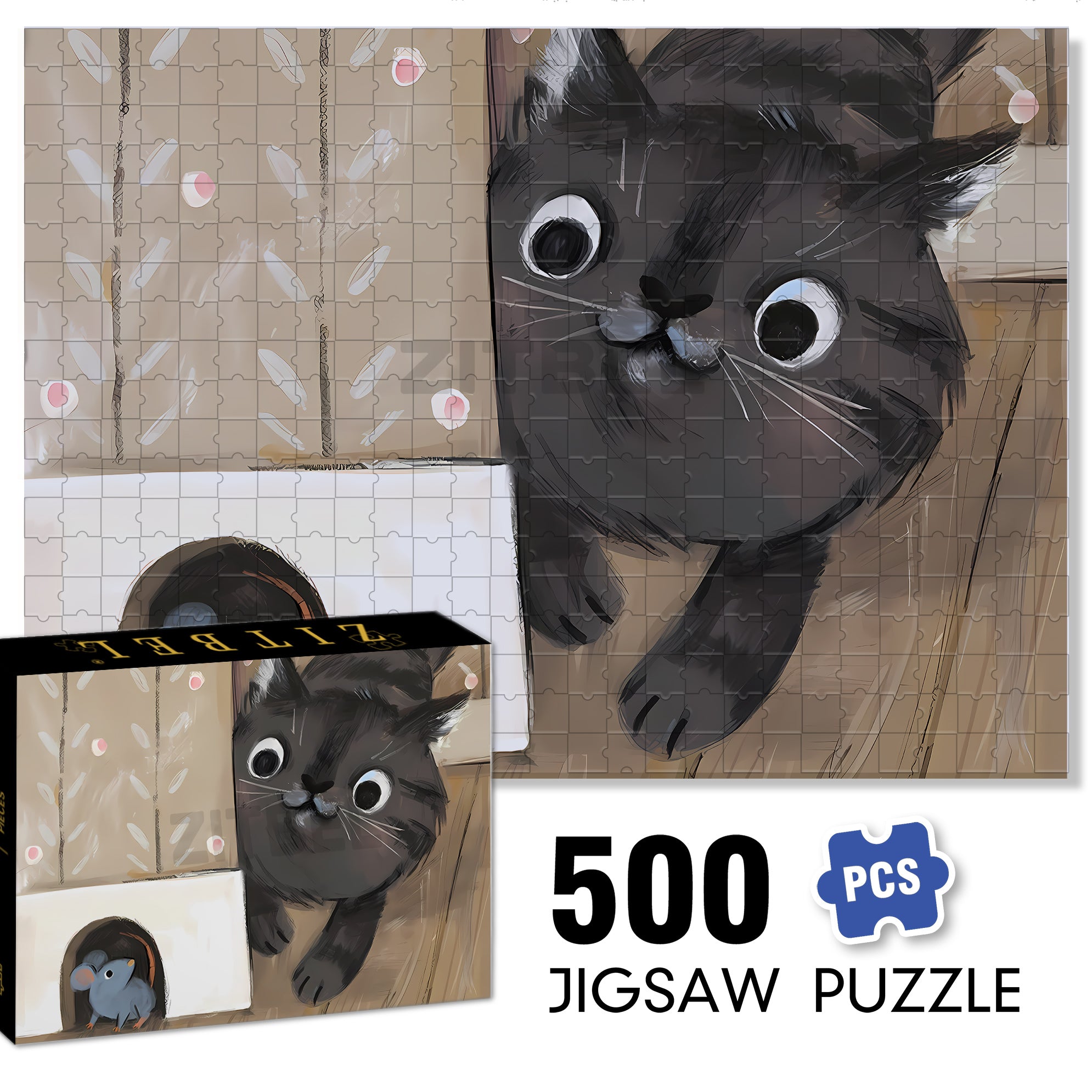 I Got You 500pcs/1000pcs Jigsaw Puzzle, Scratch-Resistant, Interactive Family Game & Brain-Boosting DIY Decor, Perfect for Halloween, Christmas & New Year Gifts, Family Puzzle Game