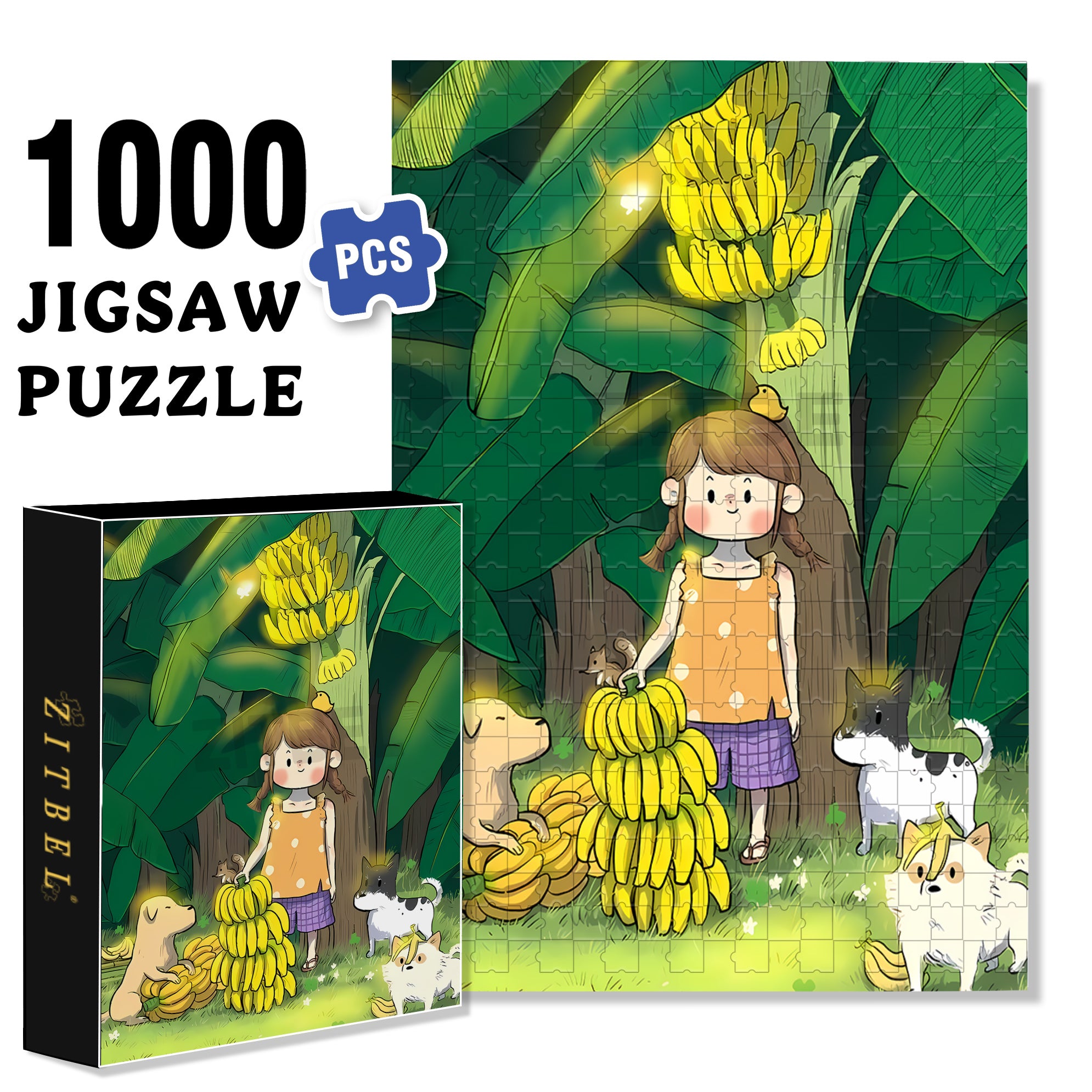I Love Bananas 500pcs/1000pcs Jigsaw Puzzle, Scratch-Resistant, Interactive Family Game & Brain-Boosting DIY Decor, Perfect for Halloween, Christmas & New Year Gifts, Family Puzzle Game