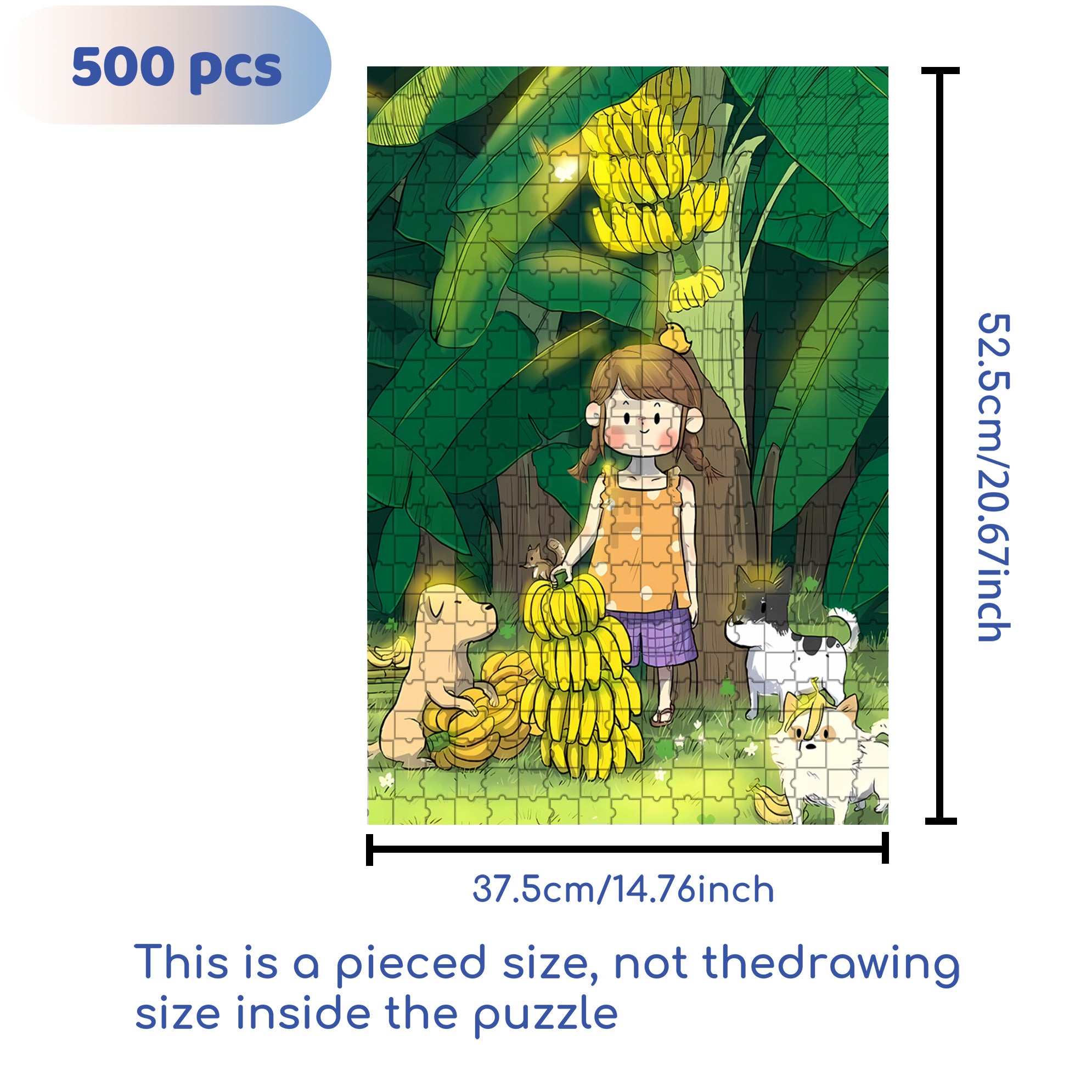 I Love Bananas 500pcs/1000pcs Jigsaw Puzzle, Scratch-Resistant, Interactive Family Game & Brain-Boosting DIY Decor, Perfect for Halloween, Christmas & New Year Gifts, Family Puzzle Game