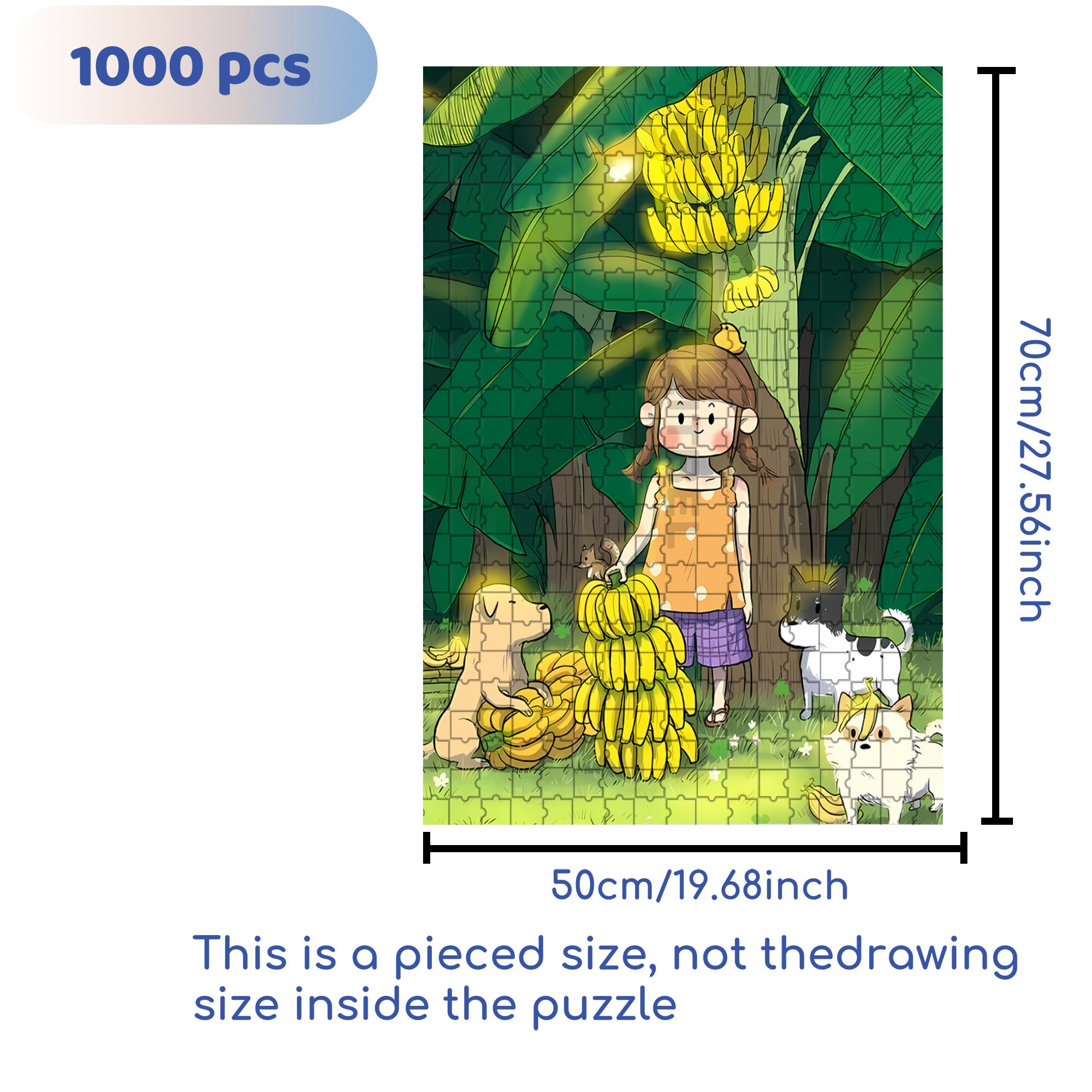 I Love Bananas 500pcs/1000pcs Jigsaw Puzzle, Scratch-Resistant, Interactive Family Game & Brain-Boosting DIY Decor, Perfect for Halloween, Christmas & New Year Gifts, Family Puzzle Game