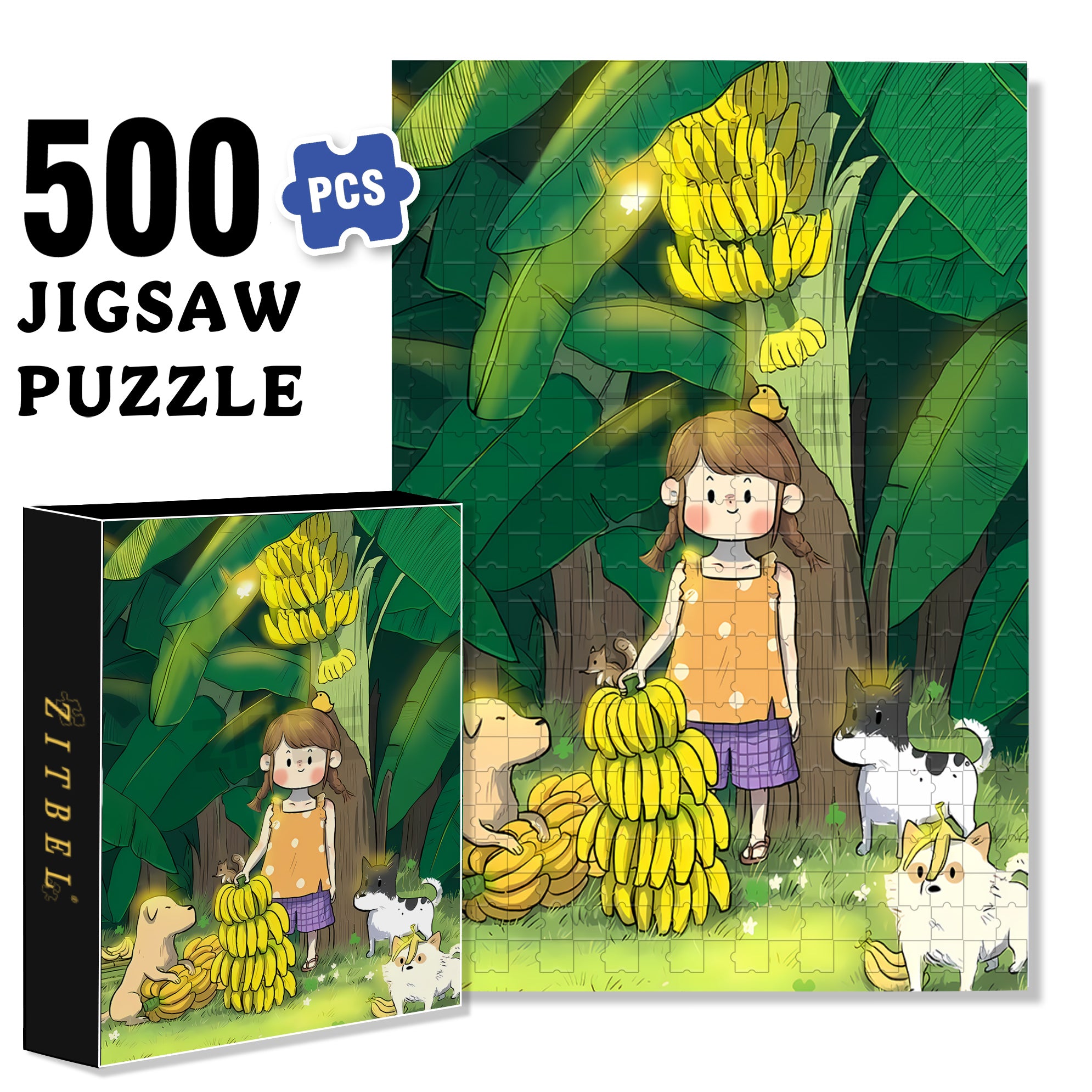 I Love Bananas 500pcs/1000pcs Jigsaw Puzzle, Scratch-Resistant, Interactive Family Game & Brain-Boosting DIY Decor, Perfect for Halloween, Christmas & New Year Gifts, Family Puzzle Game