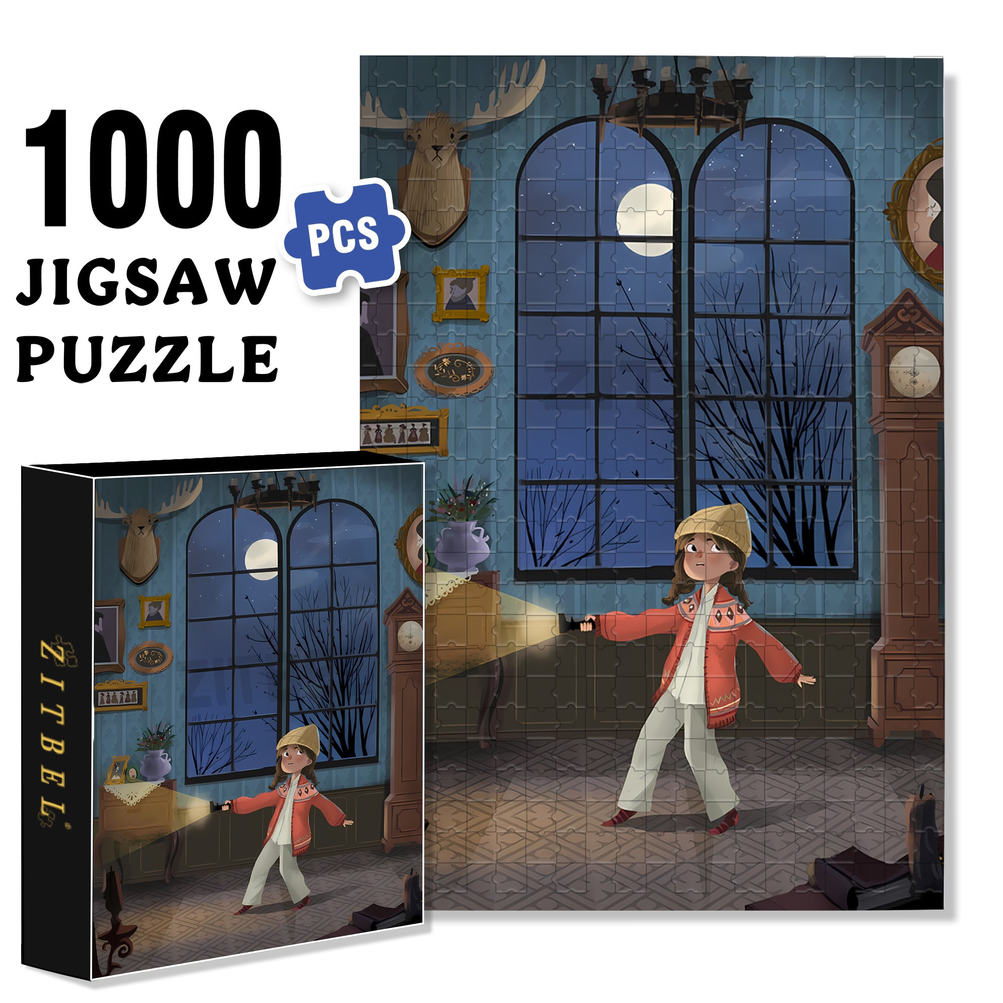 In The Dark 500pcs/1000pcs Jigsaw Puzzle, Scratch-Resistant, Interactive Family Game & Brain-Boosting DIY Decor, Perfect for Halloween, Christmas & New Year Gifts, Family Puzzle Game