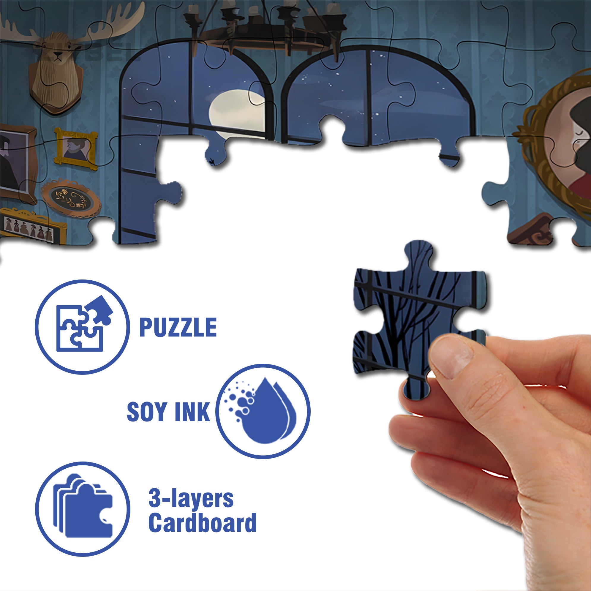 In The Dark 500pcs/1000pcs Jigsaw Puzzle, Scratch-Resistant, Interactive Family Game & Brain-Boosting DIY Decor, Perfect for Halloween, Christmas & New Year Gifts, Family Puzzle Game